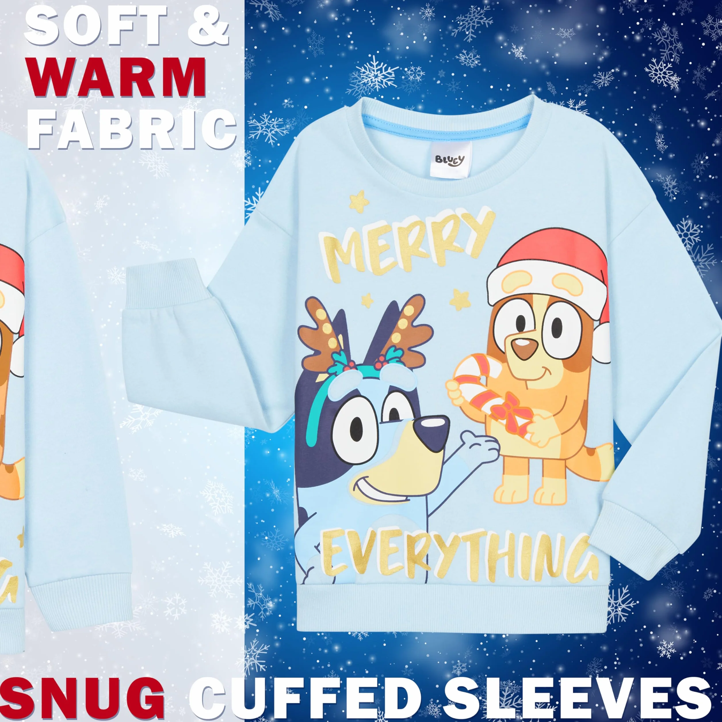 BlueY Pull Fille, Pull Noel Enfant, Sweat à Col Rond et Manches Longues - Cadeau Noel Enfant