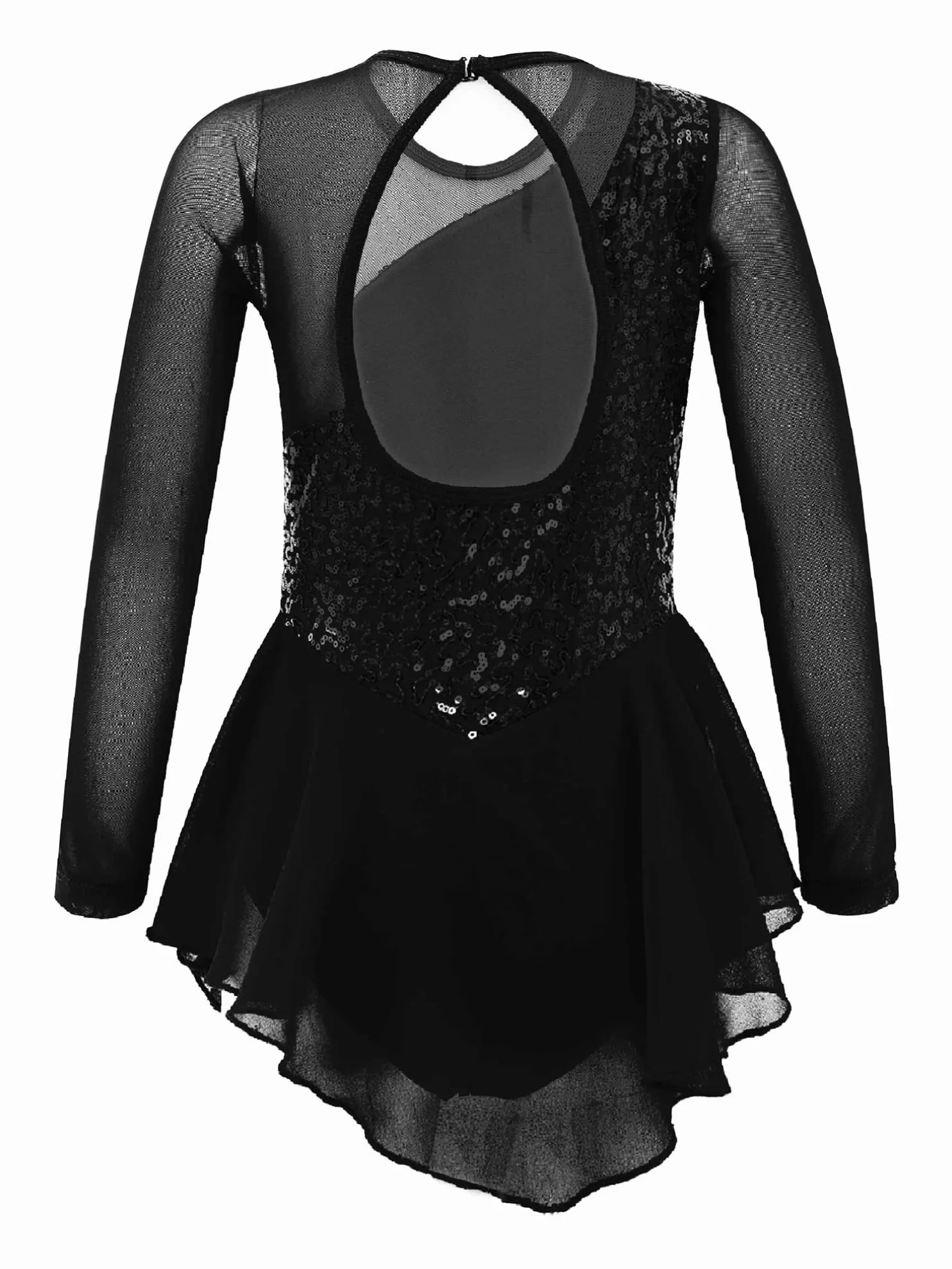 ranrann Enfant Fille Robe Patinage Artistique Paillette Justaucorps Gymnastique Manche Longue Robe Danse Body Brillant Costume Spectacle