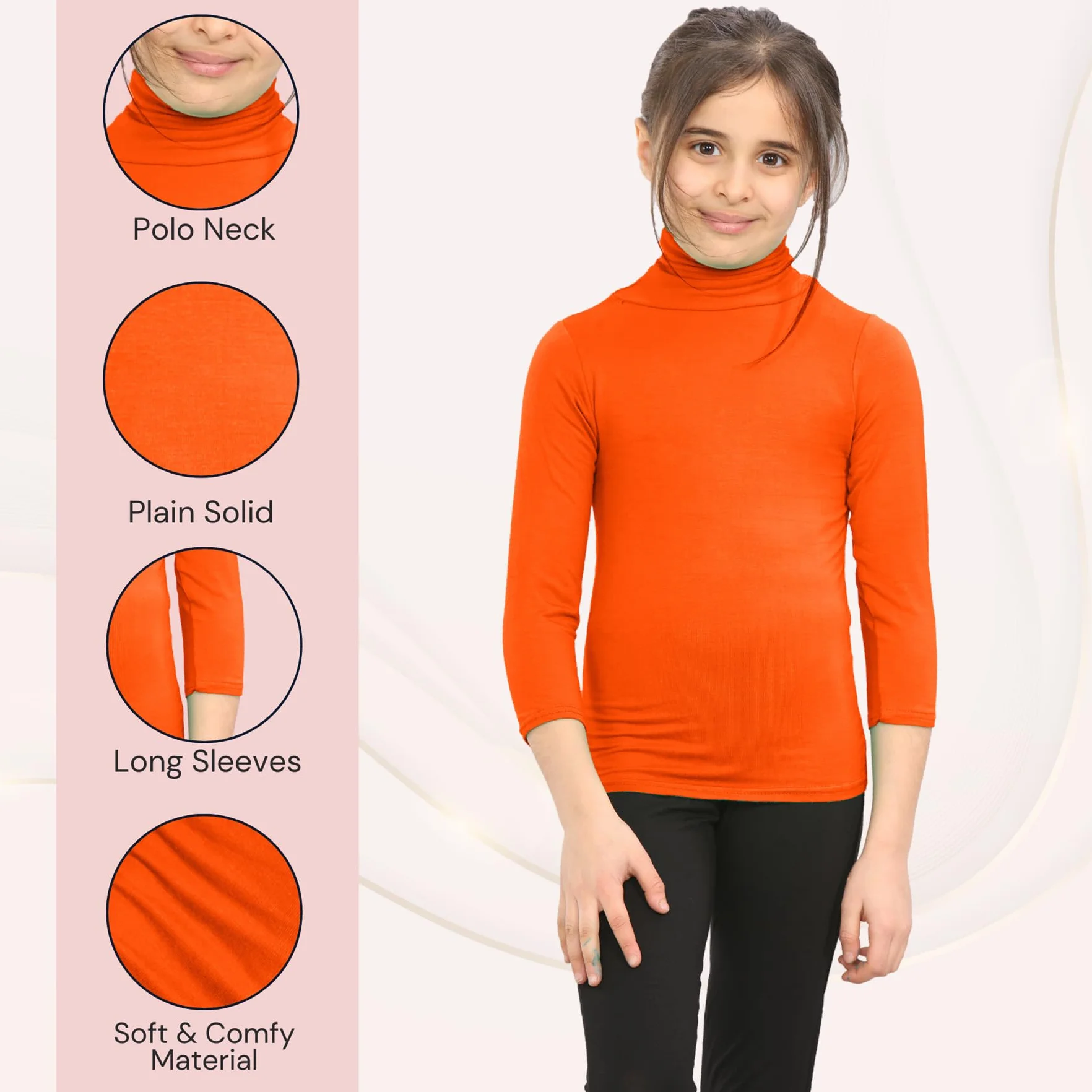 Kids Turtle Neck Tops Long Sleeve T-Shirt Boys Girls School Sports Casual Polo Shirts
