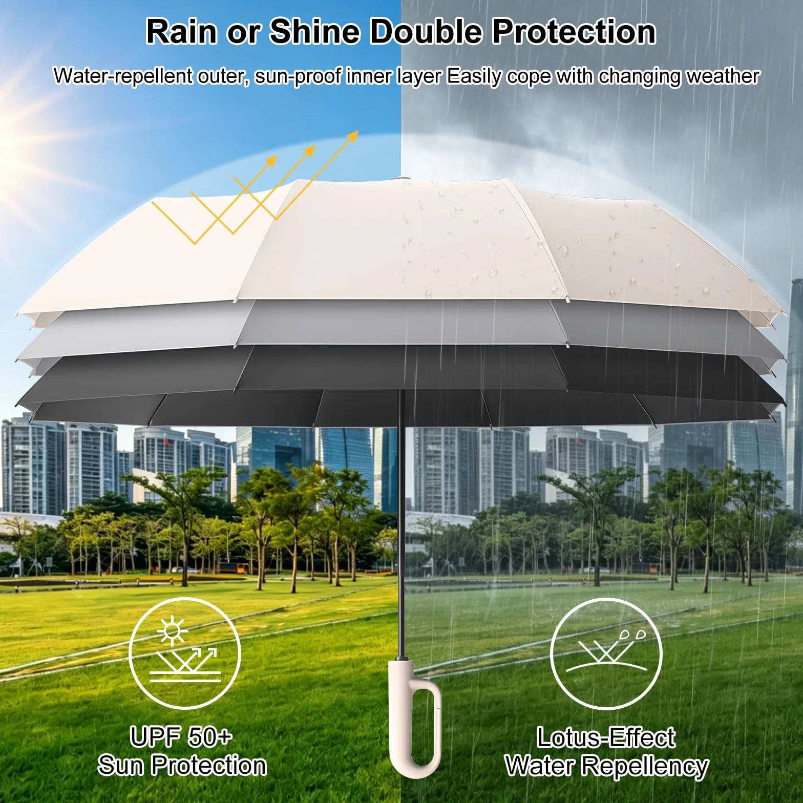 Parapluie Pliant Automatique Compact – Résistant au Vent et à la Tempête – Léger et Solide – Ouverture et Fermeture Faciles – Pour Voyage Homme/Femme