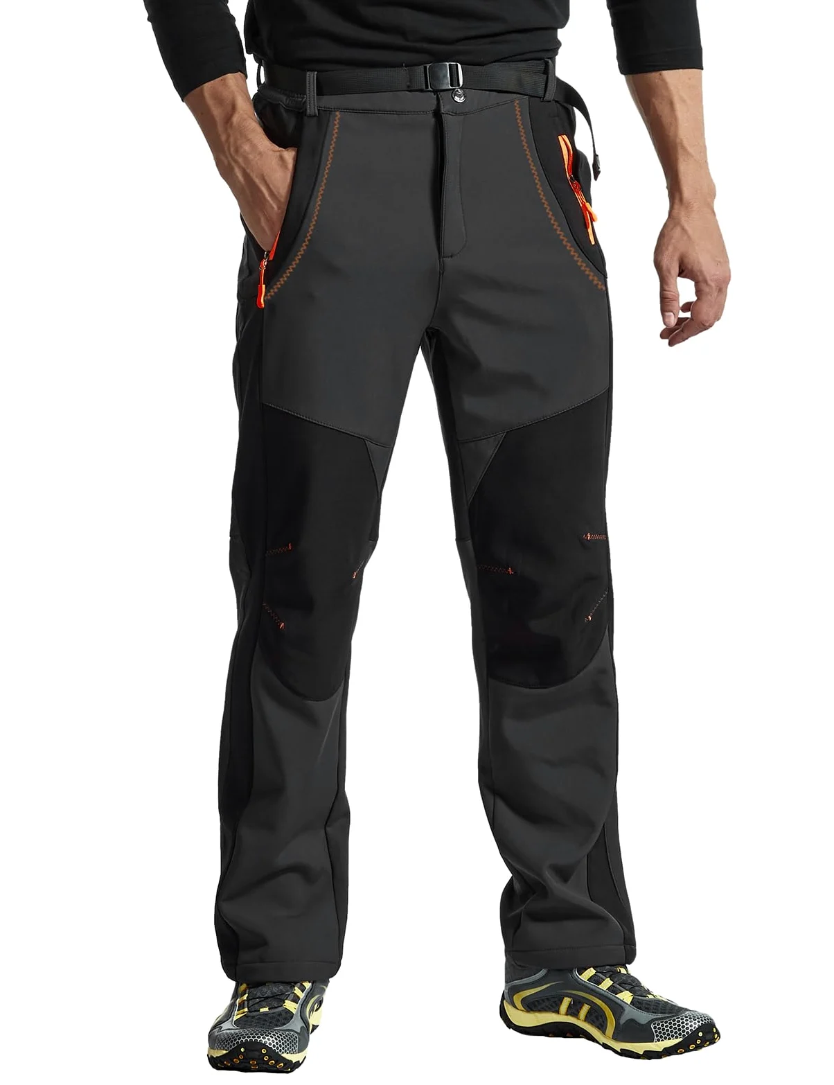 donhobo Pantalon de randonnée pour homme - Imperméable - Coupe-vent - Chaud - En softshell épais - Pour l'extérieur, le ski, le trekking