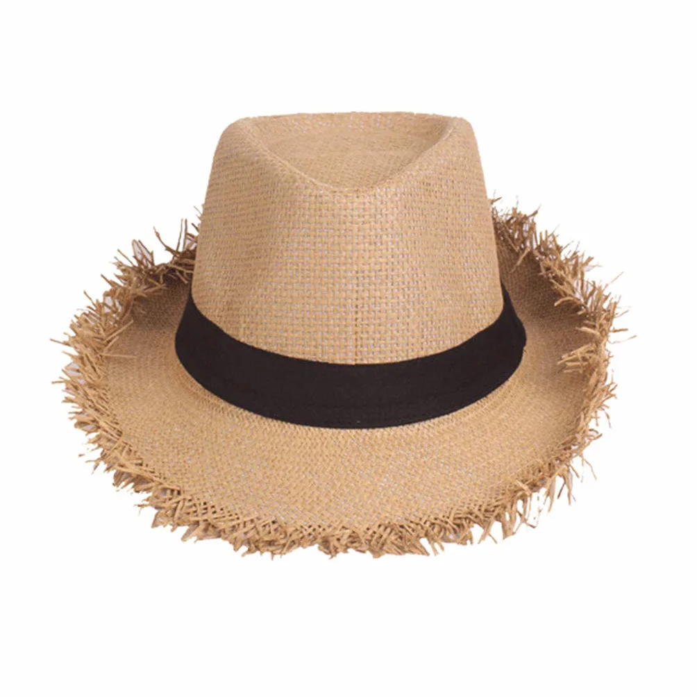 Chapeau de jardinier homme - Chapeau de paille tressé effiloché - Chapeau de soleil plage jardin fête