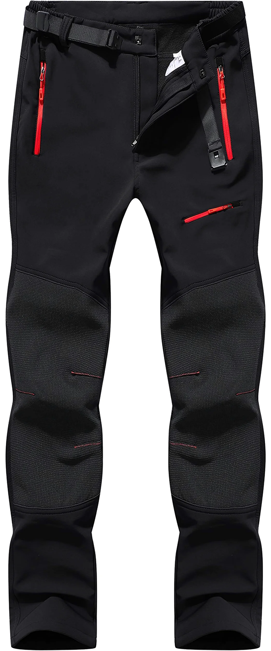 Pantalon Ski Randonnee Homme Imperméable de Travail Hiver Montagne Softshell Chaud Doublé Polaire Outdoor KZ41065M-Black-L