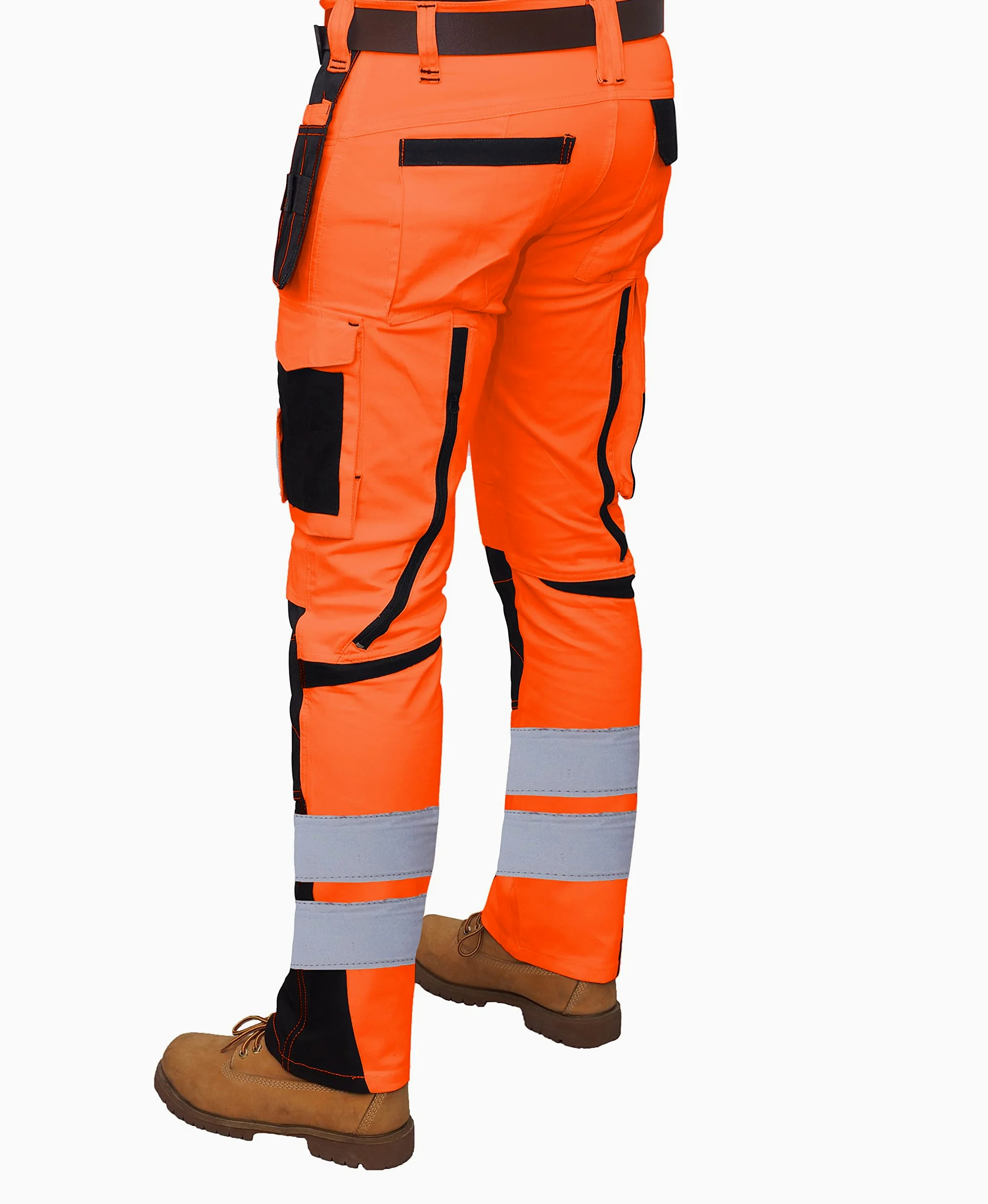 Pantalon de travail haute visibilité pour homme - Haute visibilité - Doux et résistant - Plusieurs poches - Facile d'entretien - Bande réfléchissante