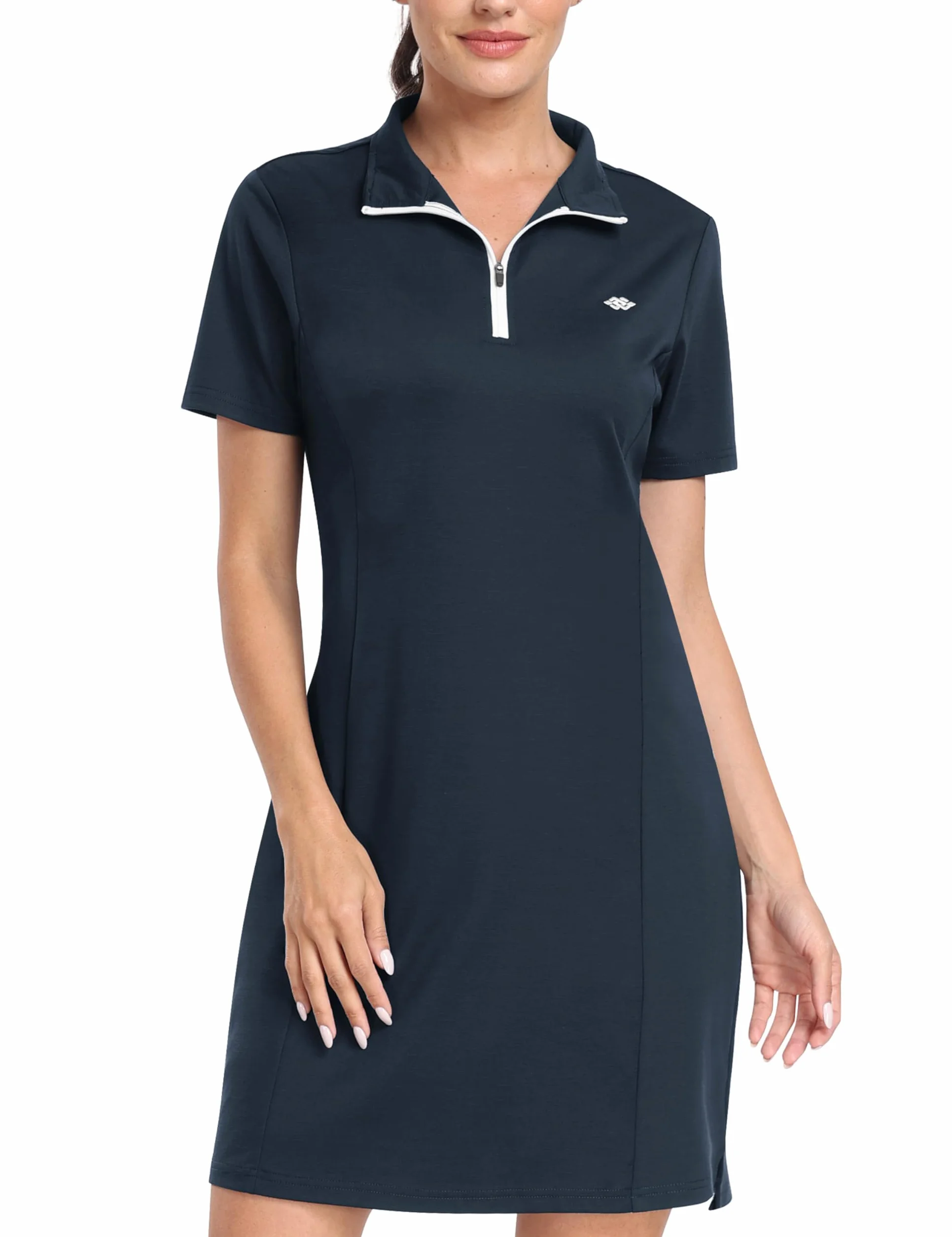 MoFiz Robe Femme Été Coton Robe de Polo Manches Courtes Sport Respirant Tennis Golf Dress