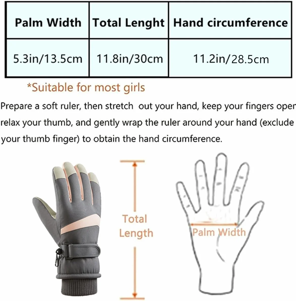 Gants de Ski Femmes Hiver Imperméable Tactile Chaud Polaire