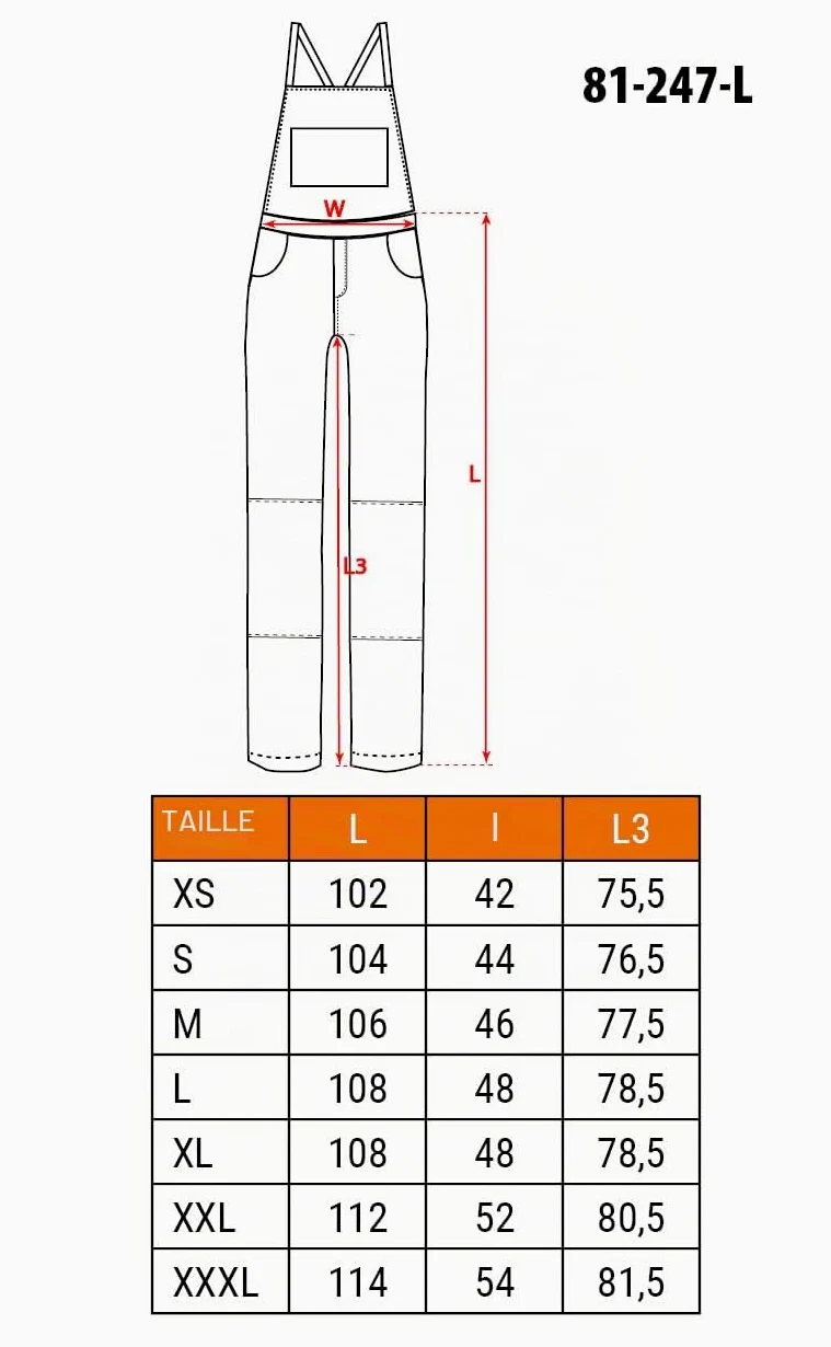 NEO TOOLS Salopette de travail de qualité supérieure pour homme, 100% coton, 210 g/m², Ripstop, taille XS-3XL, zone des genoux renforcés en Cordura, éléments réfléchissants (L)