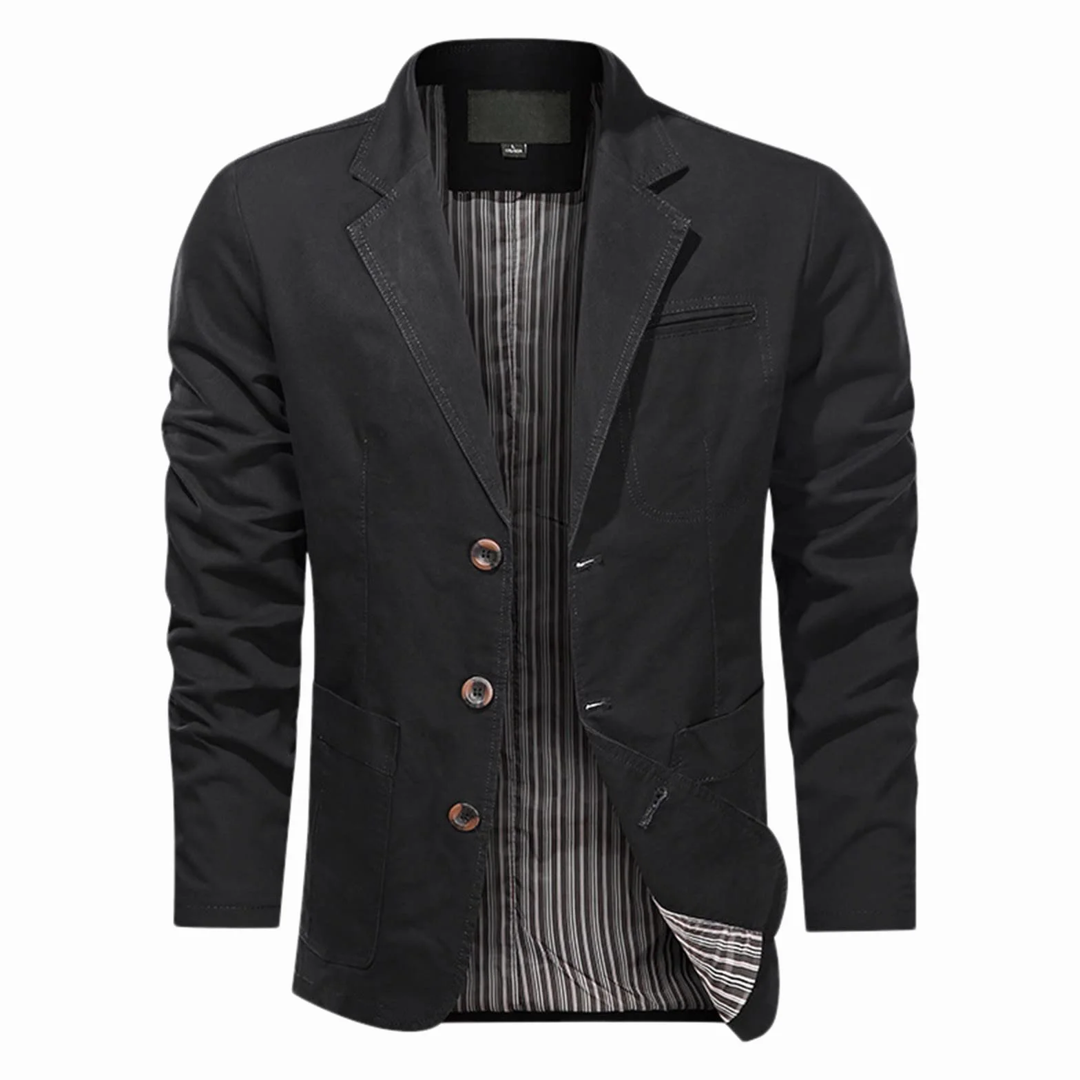 Veste Homme Habillée Été Léger Mi-Saison Manches Longues Zippée Blouson Baseball Col Montant Résistante Coup-Vent