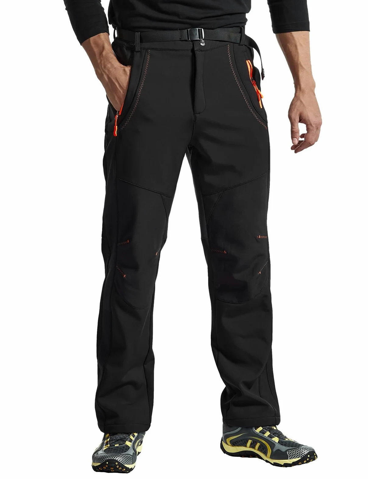 donhobo Pantalon de randonnée pour homme - Imperméable - Coupe-vent - Chaud - En softshell épais - Pour l'extérieur, le ski, le trekking