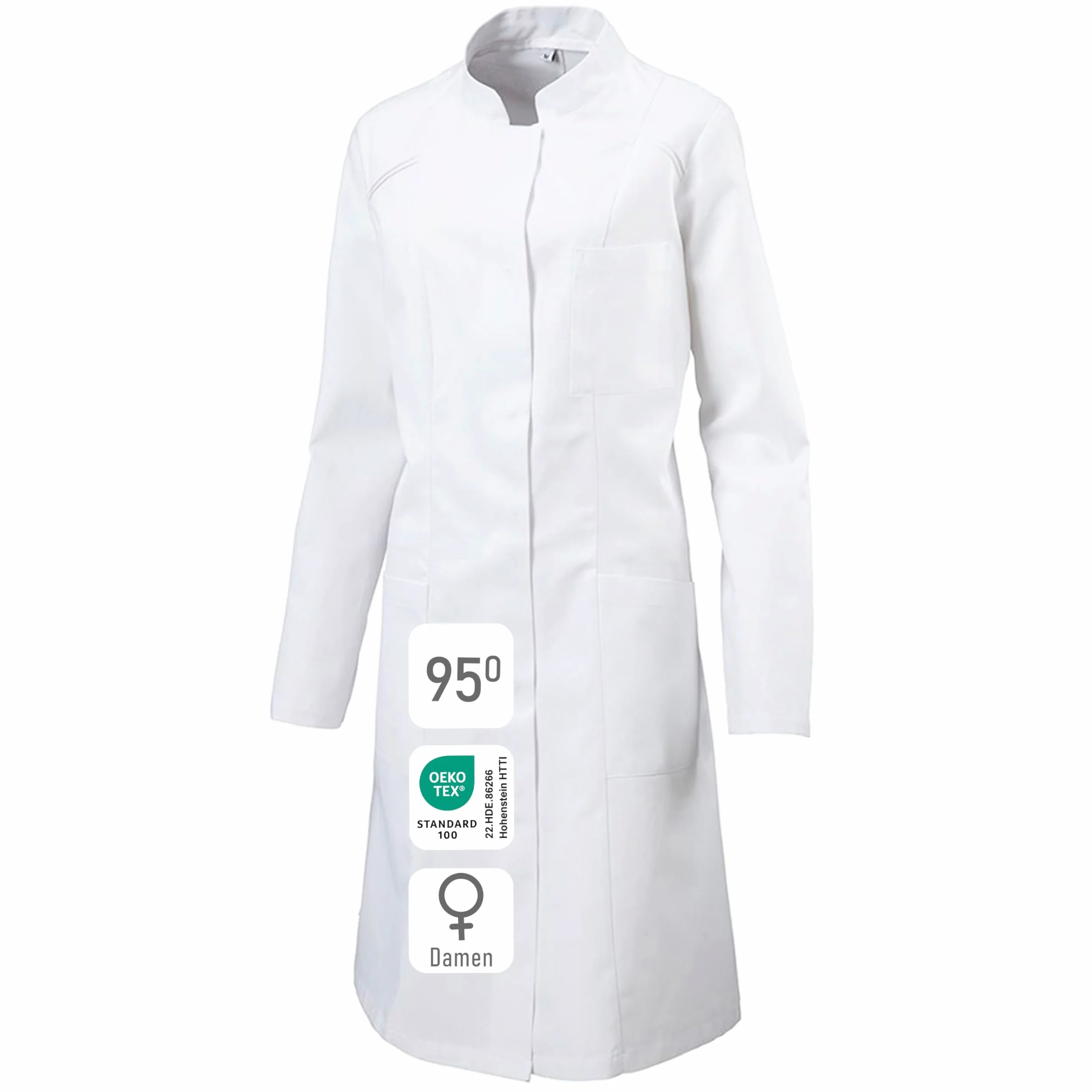 Exner Blouse de médecin pour femme - Blouse de laboratoire - Manteau de travail - Médecin - Blanc - Taille 5XL