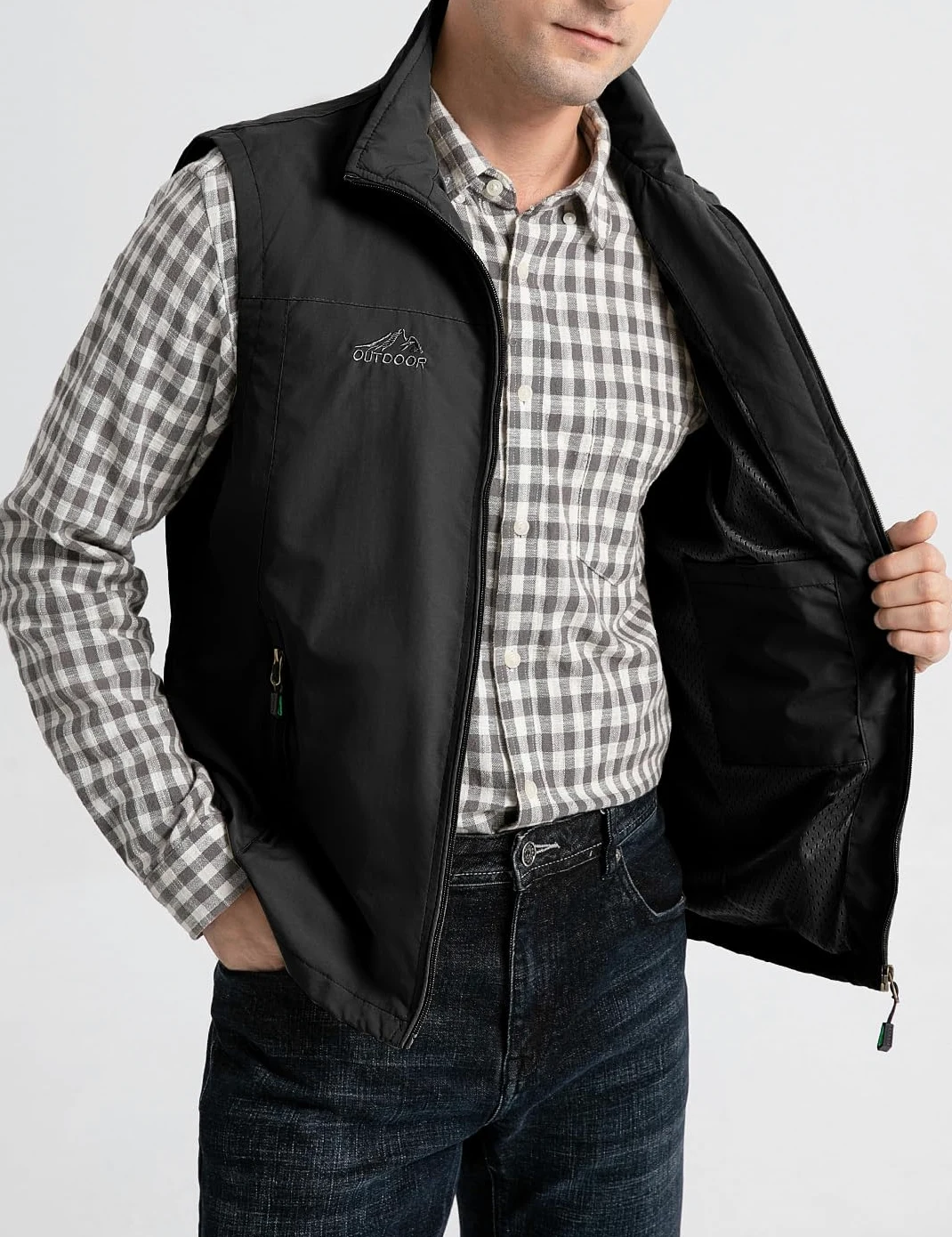 Gilet léger pour homme - Léger - Pour le voyage, la pêche, le safari, le travail - Avec plusieurs poches