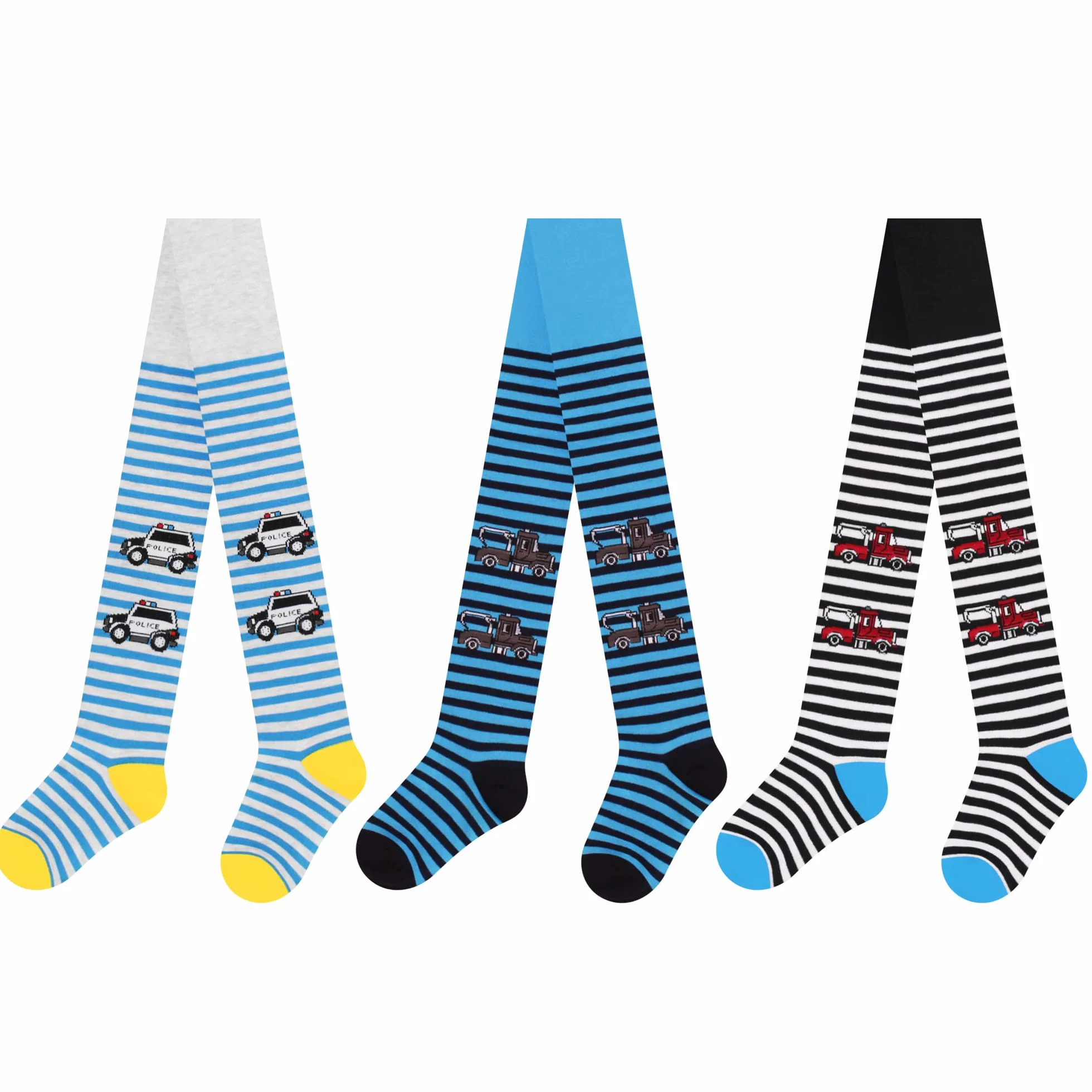 L&K-II Lot de 3 Collants bébé garçon tricotés motifs multicolores