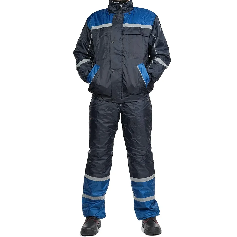 MAZALAT work wear Hiver Veste de Travail Homme avec Capuche, Ouatinée, Coupe-Vent, Imperméable, Hiver Manteau, Bleu
