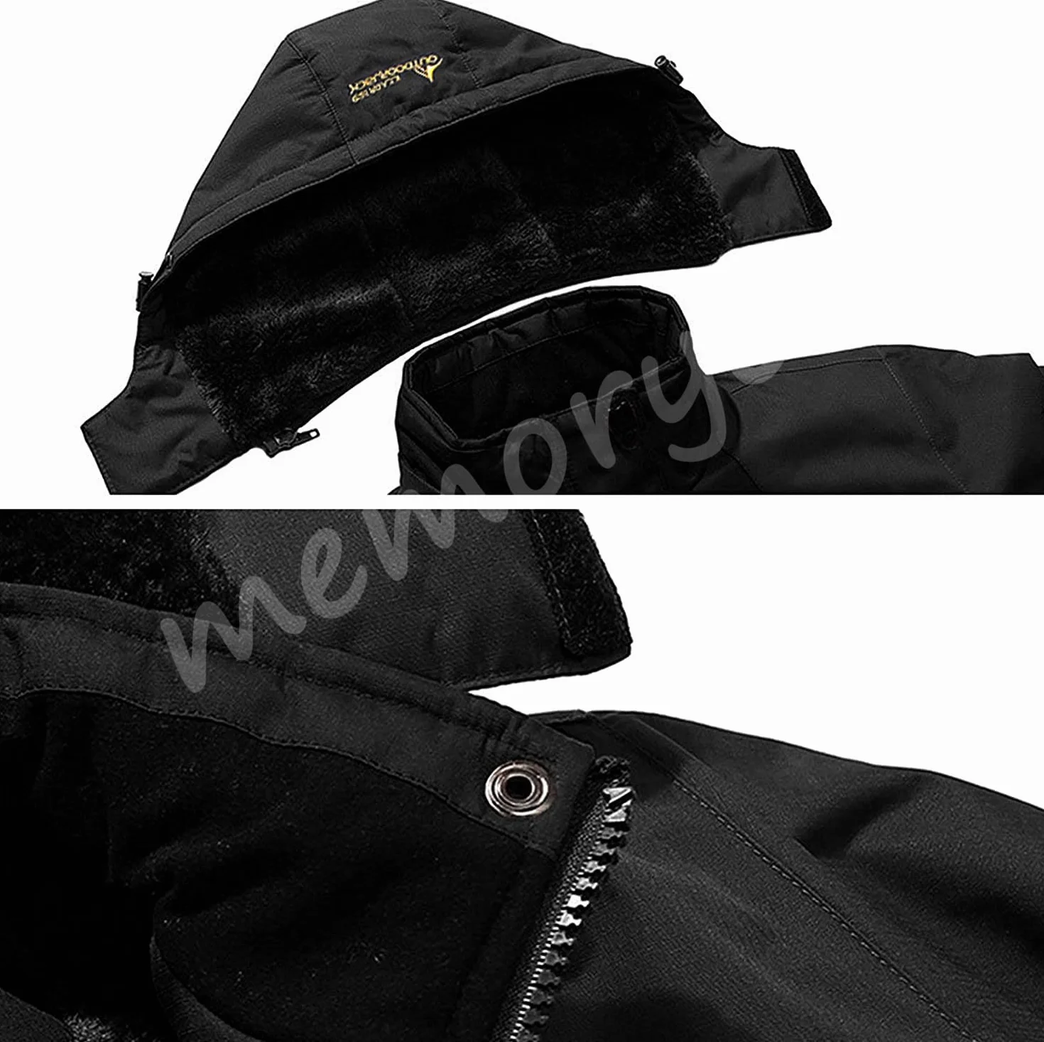 Memoryee Hommes Ski Veste Hiver Chaud Doublure Peluche Outdoor Softshell avec Capuche Amovible Veste