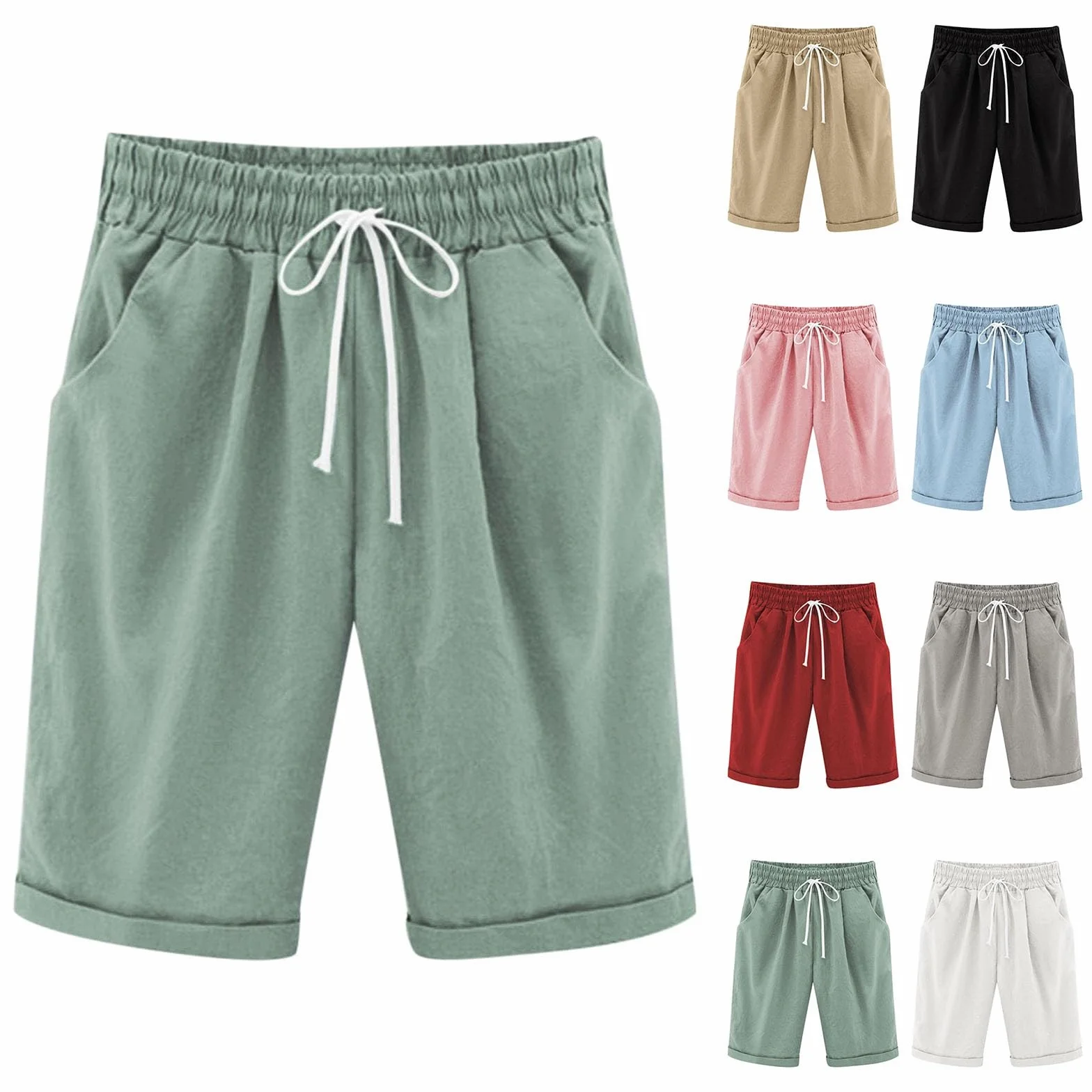 Berme pour fille avec poches pour yoga, marche, athlétisme, short long pour enfants, longueur genou