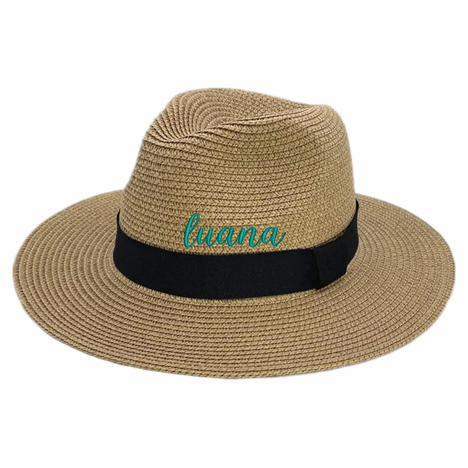 Chapeau de Soleil Anti-UV Pliable Paille avec Ruban Noir, Homme Femme, Protection Solaire été Vacances Plage