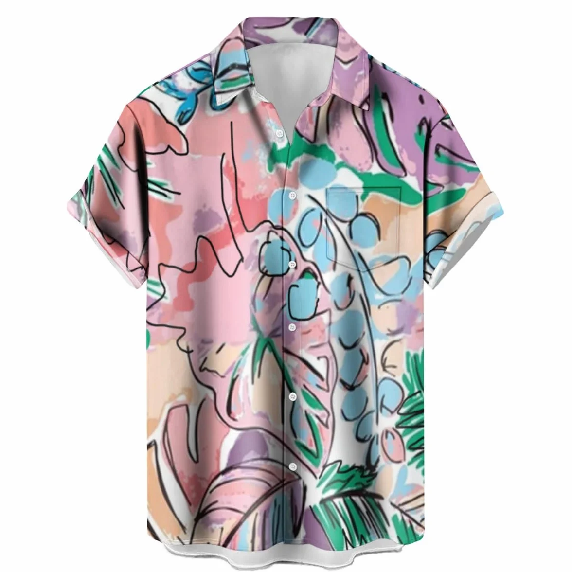 Chemise de bowling hawaïenne à manches courtes pour homme Motif cocotier