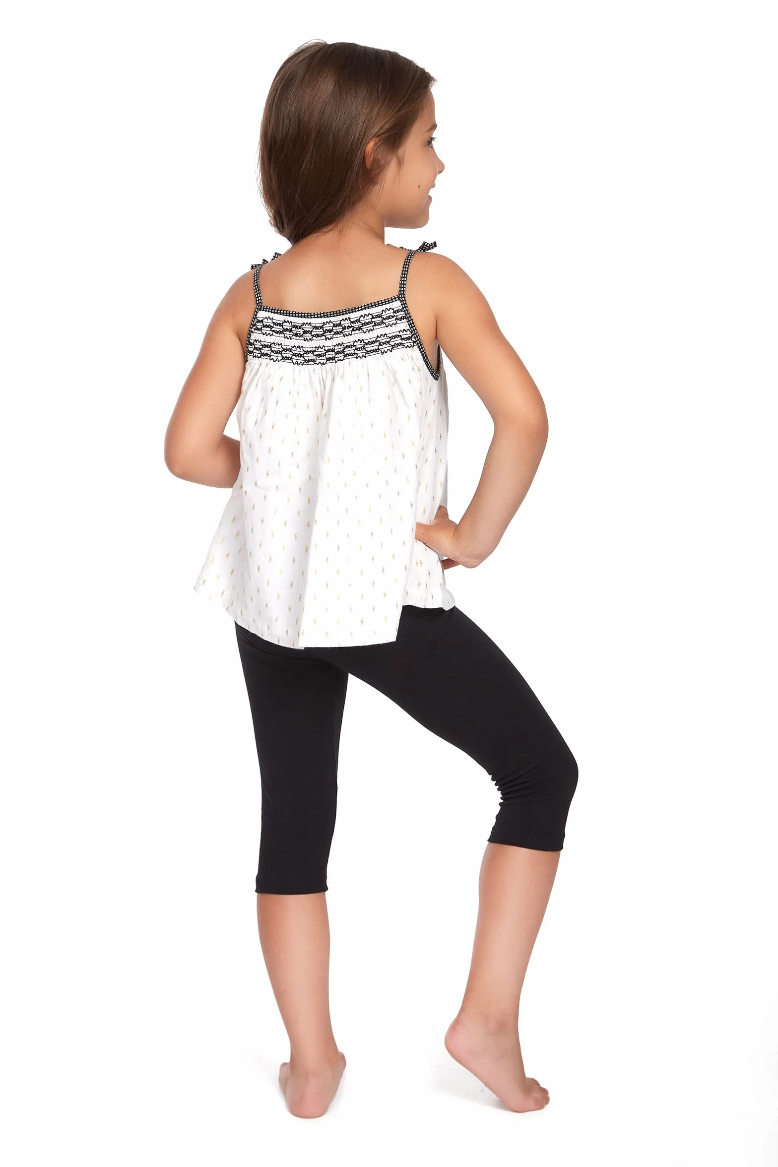 SOFTSAIL Leggings Filles Collants 3/4 Shorts Capri en Coton Sport Danse Gymnastique Respirants Confortables Extensibles