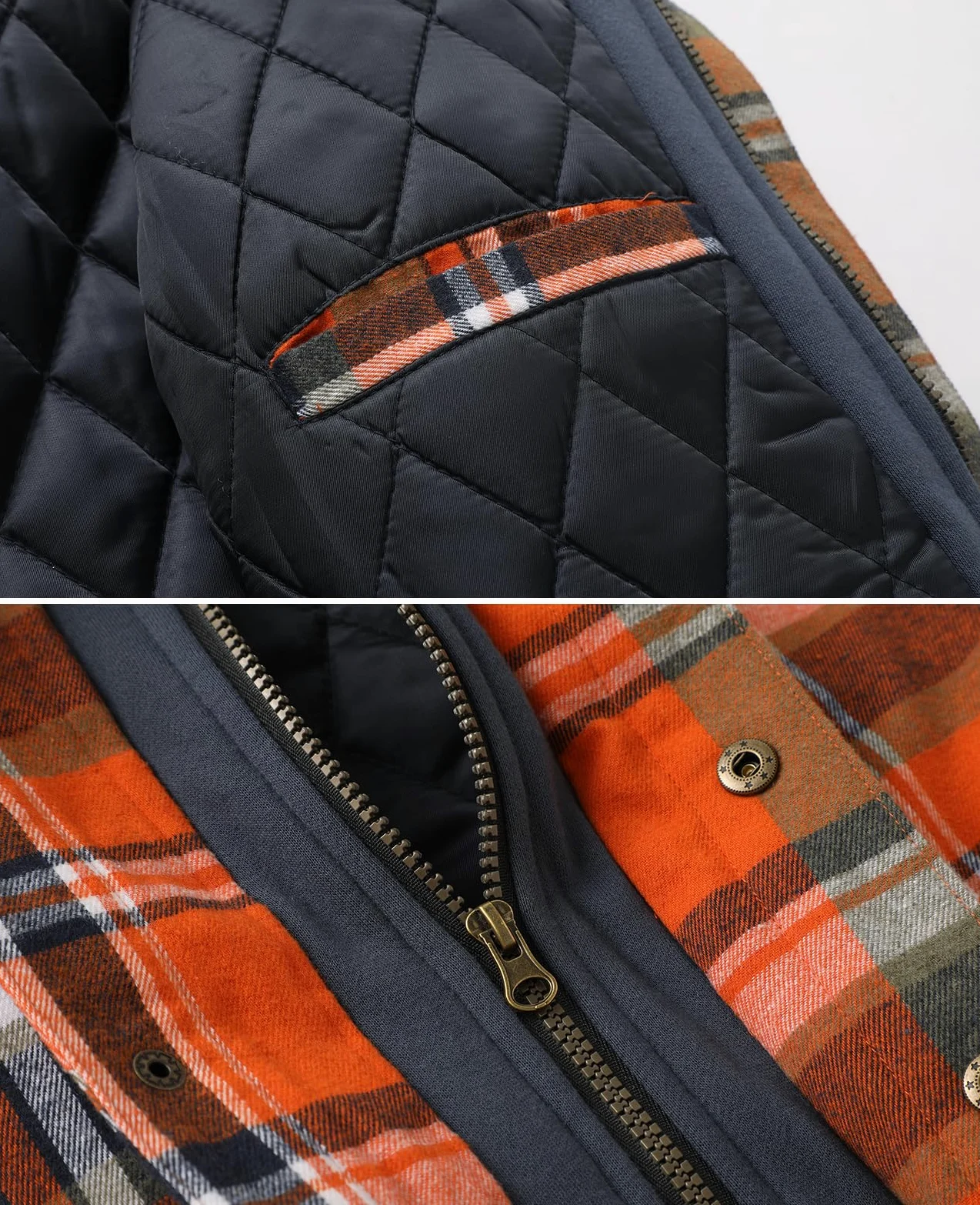 ZENTHACE Mens Flannel Hooded Jacket veste à capuche en flanelle pour homme Homme