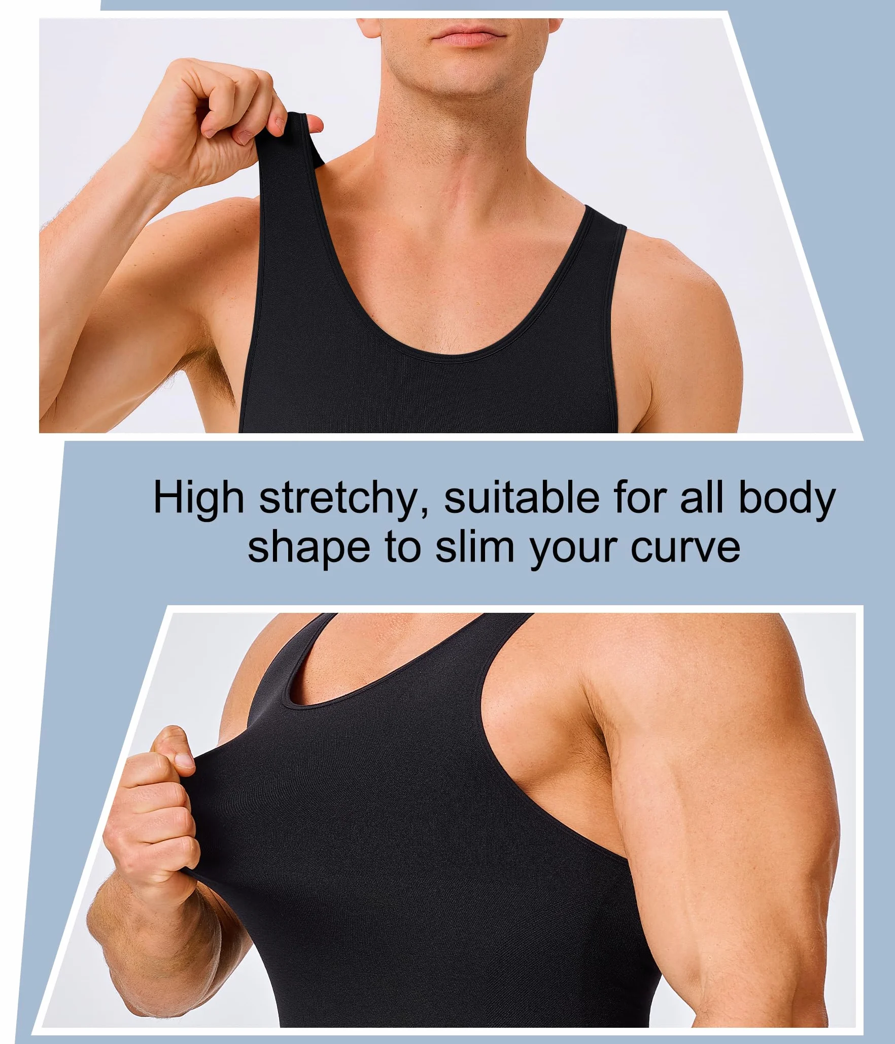 KUMAYES Débardeur Compression Homme Gaine Ventre Plat Homme Maillots de Corps Debardeur Gainant Minceur sous-vêtements sans Couture Body Shaper