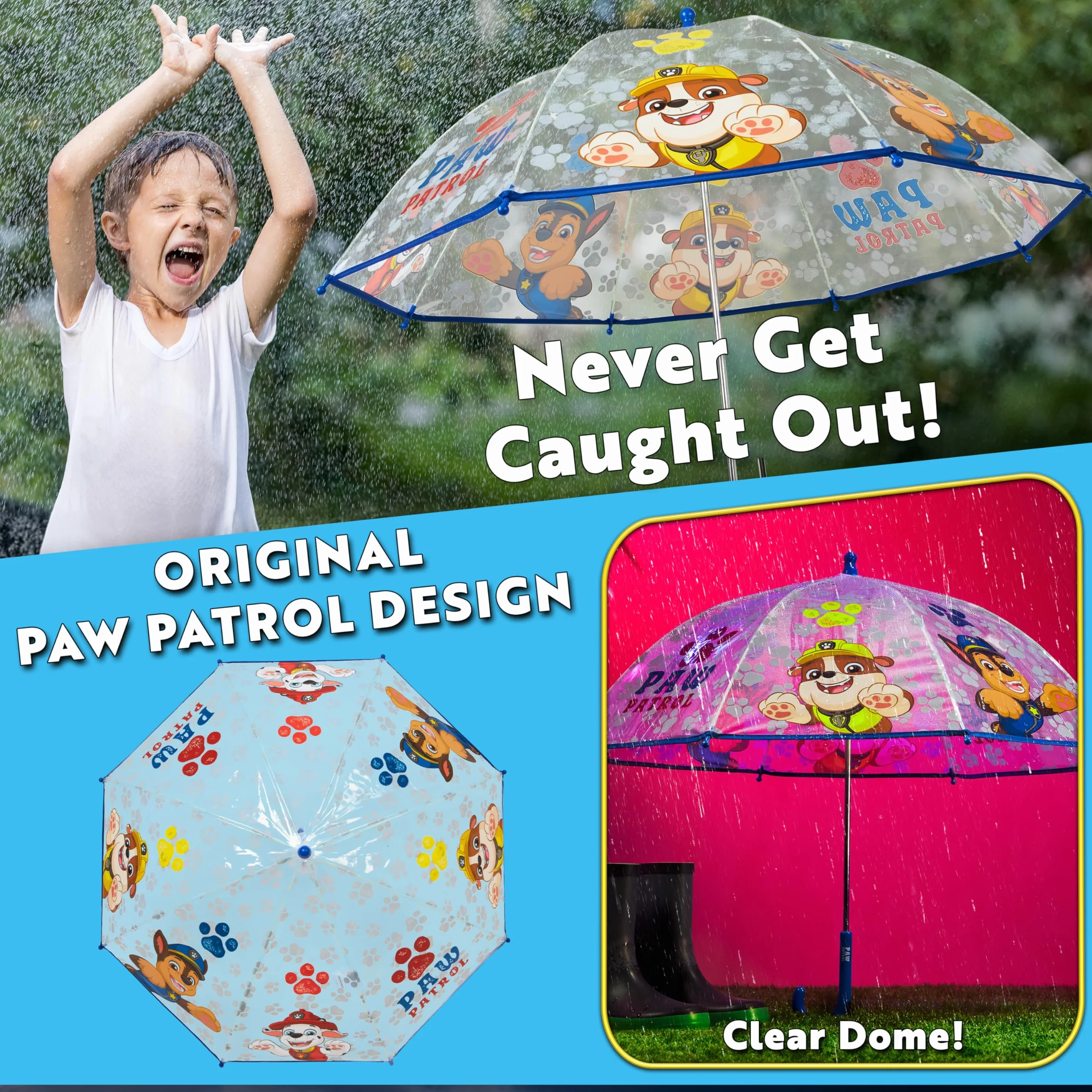 Pat Patrouille Parapluie Enfant Canne Cloche Transparent Officiel