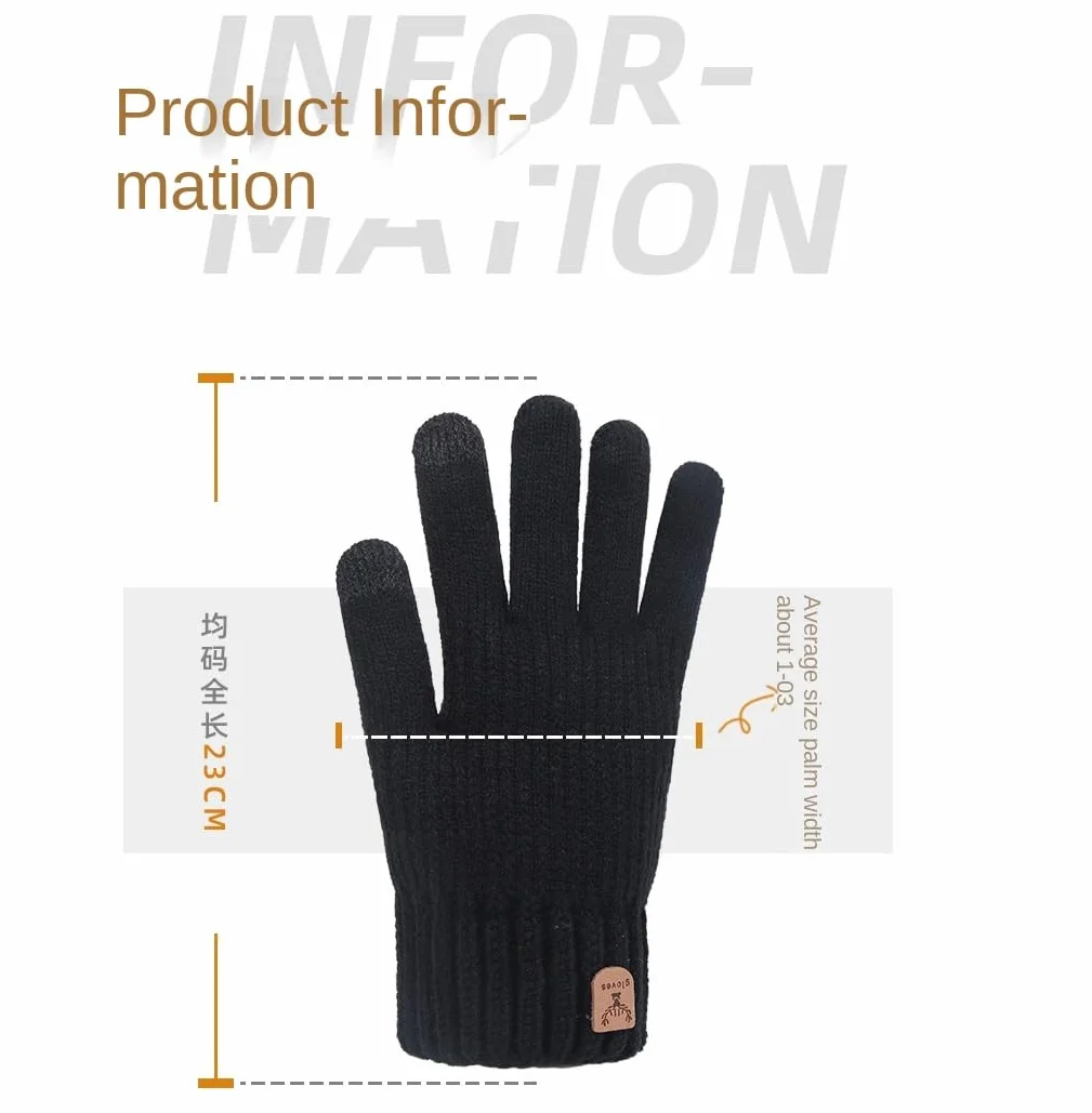 Gants D'Hiver Chauds Gants D'Hiver En Laine Tricotée Pour Hommes Et Femmes, Écran Tactile Et Velours Épais, Résistants Au Froid Et Chauds, En Cerf Sika