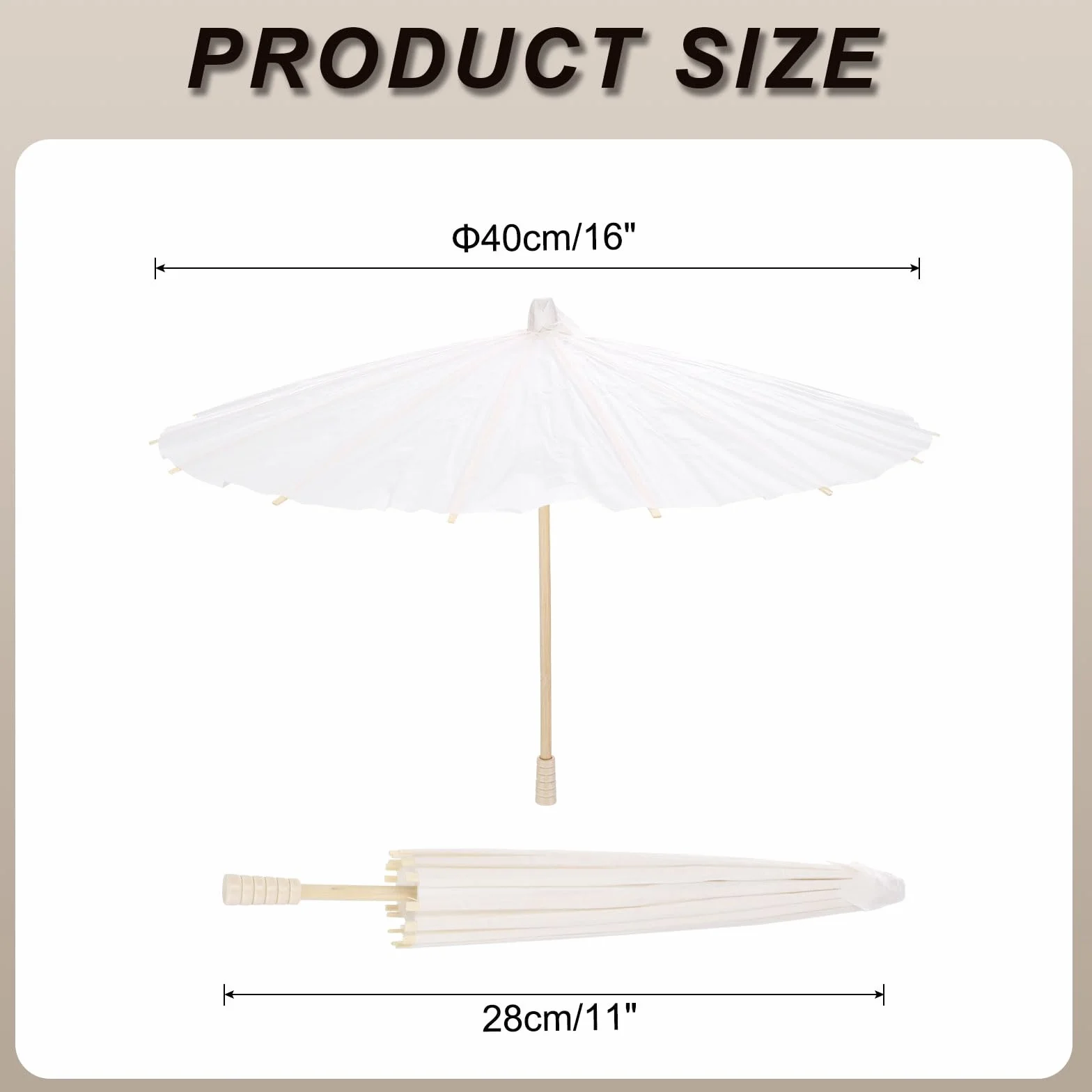 QUARKZMAN 6 Parapluies en papier, 40cm Parapluie en papier Parasol DIY Oiled Paper Painting Parapluies pour la décoration de fête de mariage de fête d'artisanat de photographie, blanc