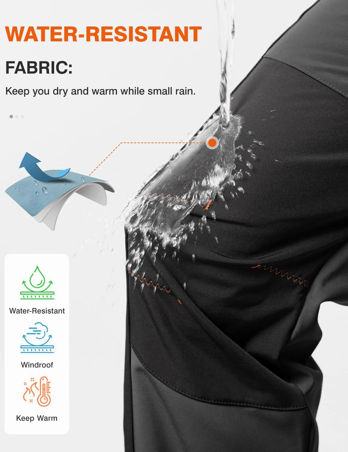 donhobo Pantalon de randonnée pour homme - Imperméable - Coupe-vent - Chaud - En softshell épais - Pour l'extérieur, le ski, le trekking