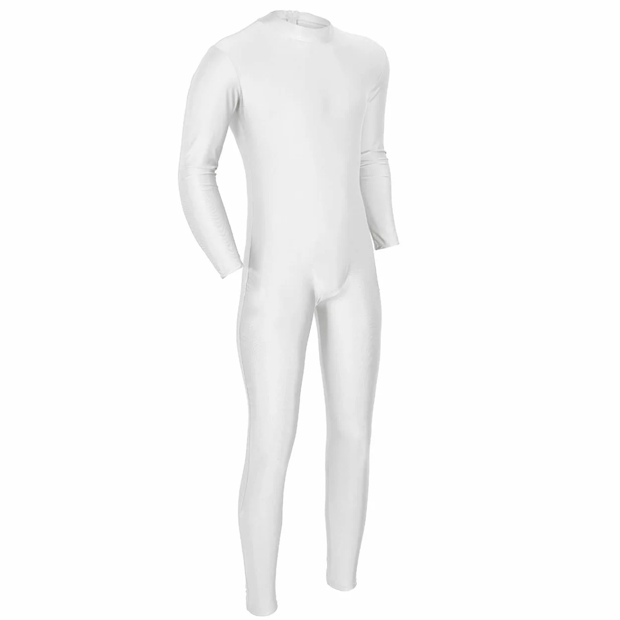inlzdz Unitard Body Homme Adulte Sexy Catsuit à Manches Longues Maillots de Corps à Col Ras du Cou Combinaison de Sport Bodysuit Jumpsuit Costume Cosplay M-2XL