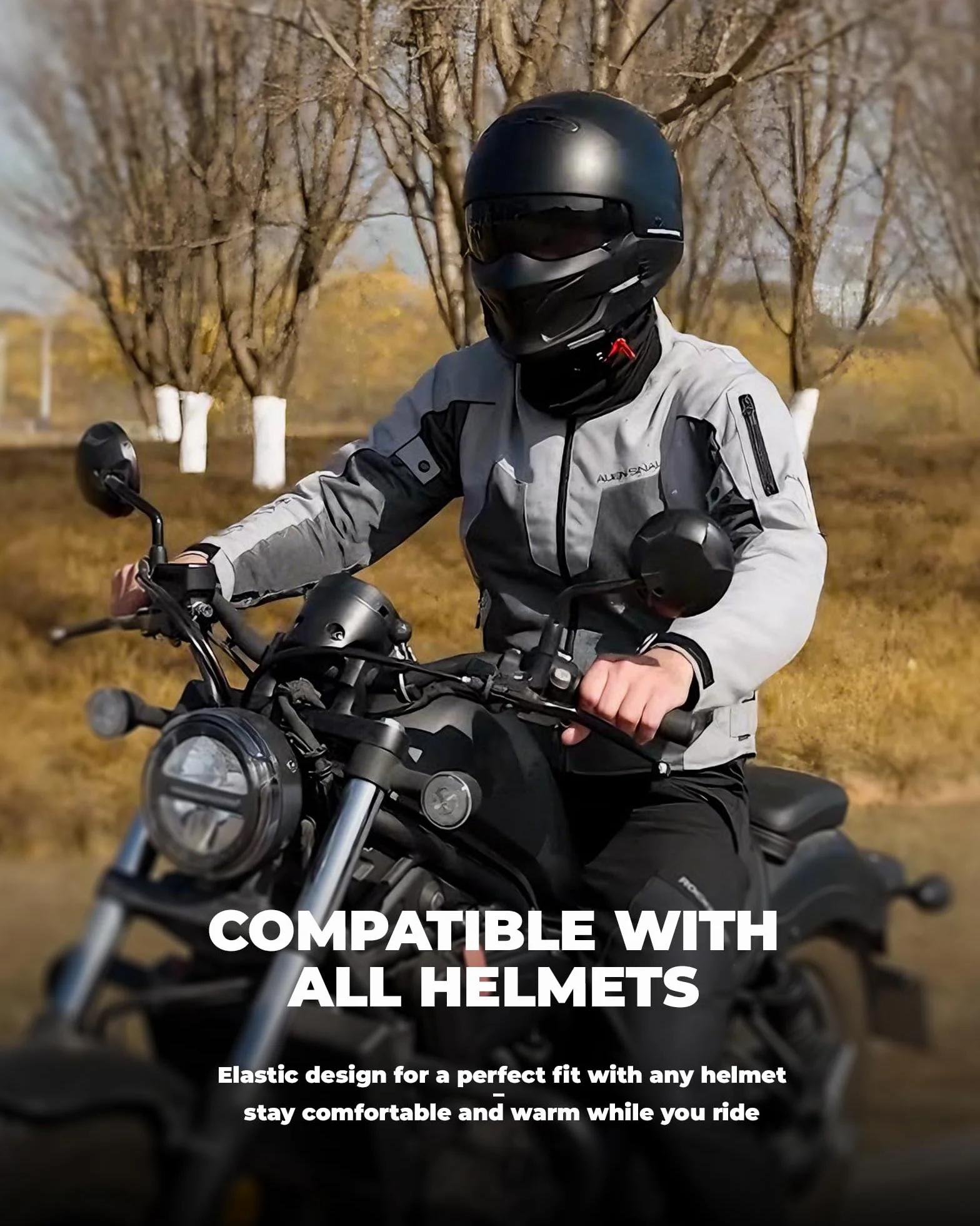 ROCKBROS Cache Cou Moto Polaire Hiver Tour de Cou Thermique Masque Sport Chaud Coupe-Vent Cache Col Unisexe Élastique Anti-Poussière Multifonctionnel Épais Vélo Noir/Gris Claire/Gris Foncé/Vert Fluo