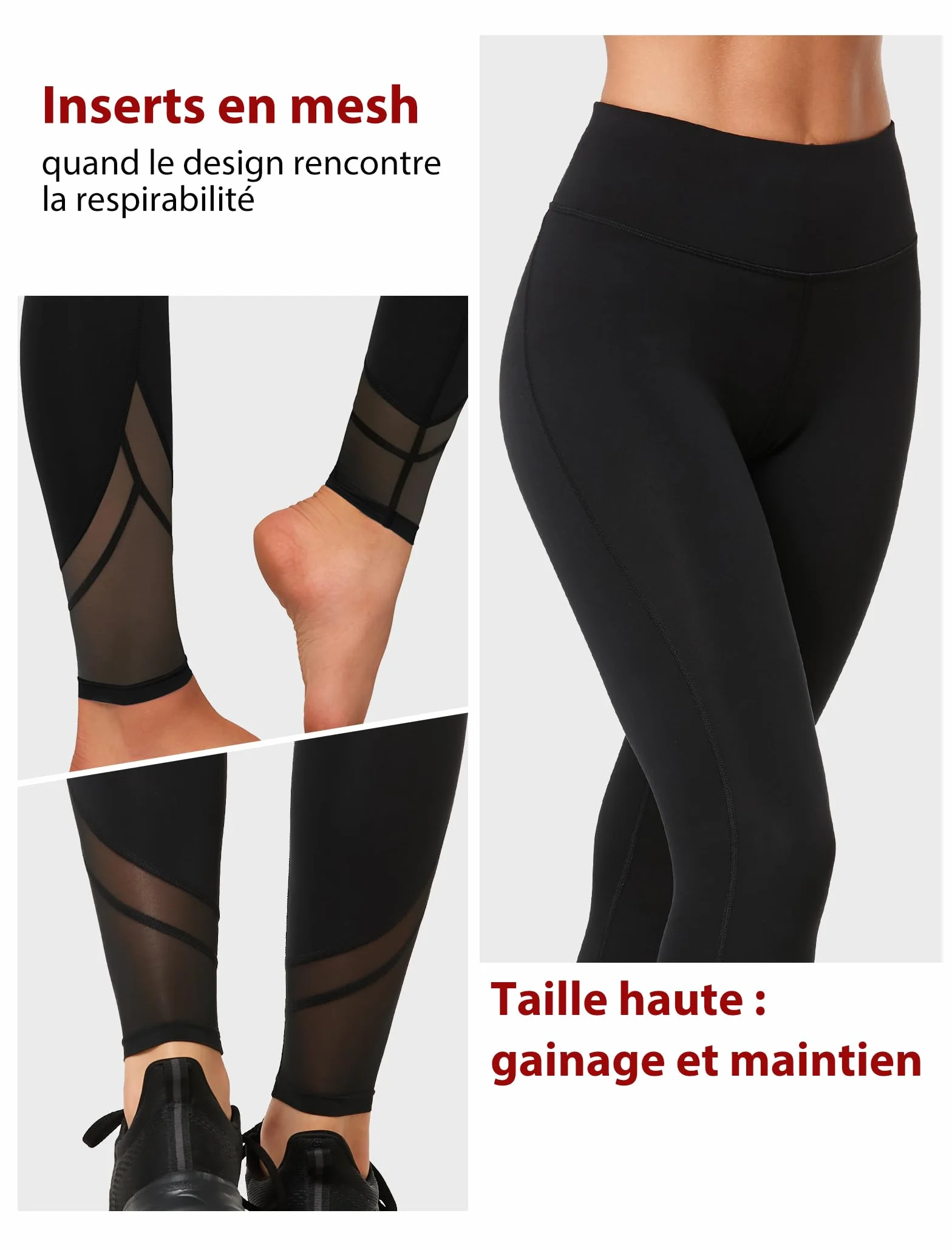 Yvette Leggings de Sport Femme Mesh Opaque Taille Haute Pantalon de Yoga Doux Respirant Grande Taille Pilates Fitness Voyage Gym