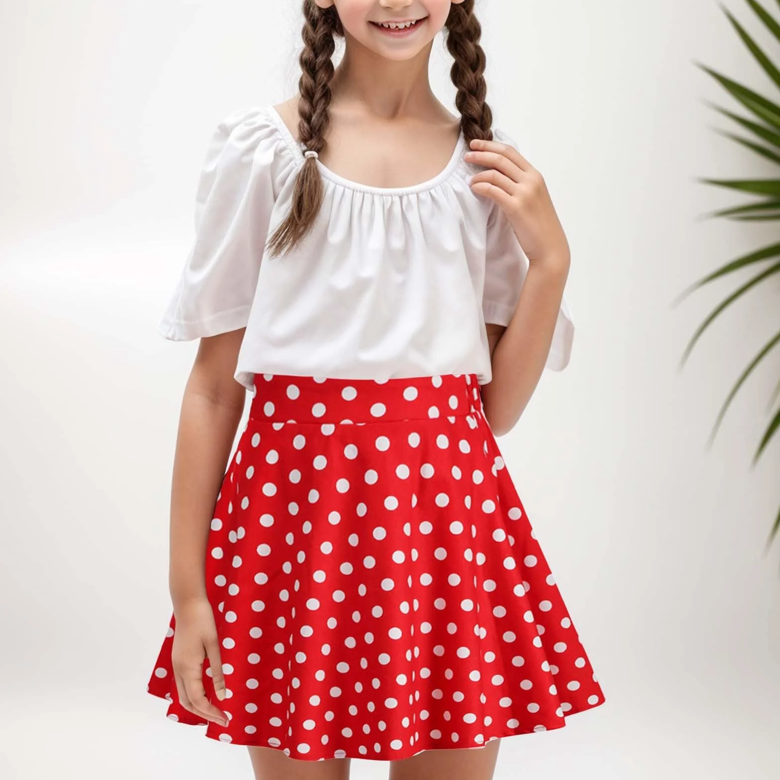 Générique Jupe Évasée Danse Jupe pour Enfants Vintage à imprimé à Pois pour Filles Sweats Graphiques pour Filles Vintage