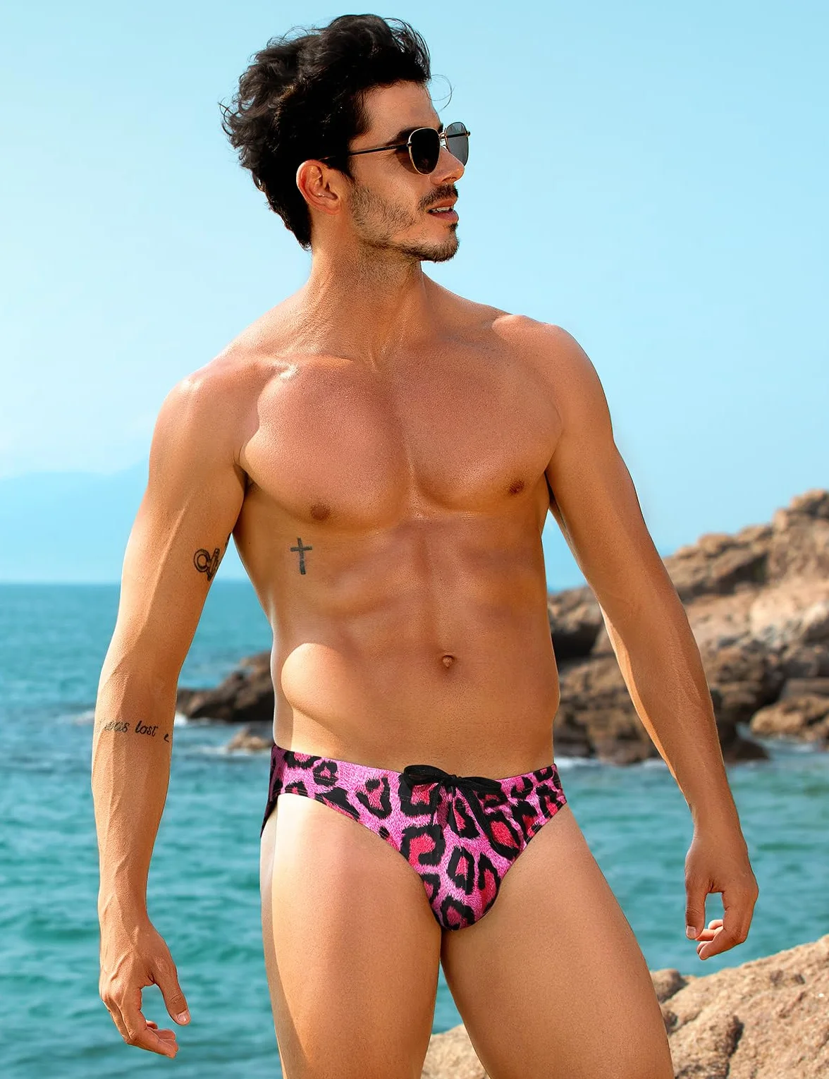 Casey Kevin Slip de Bain Homme, Maillot de Bain Homme Piscine Slip Bain Sexy Bikini Cordon de Serrage Réglable Briefs Swimwears