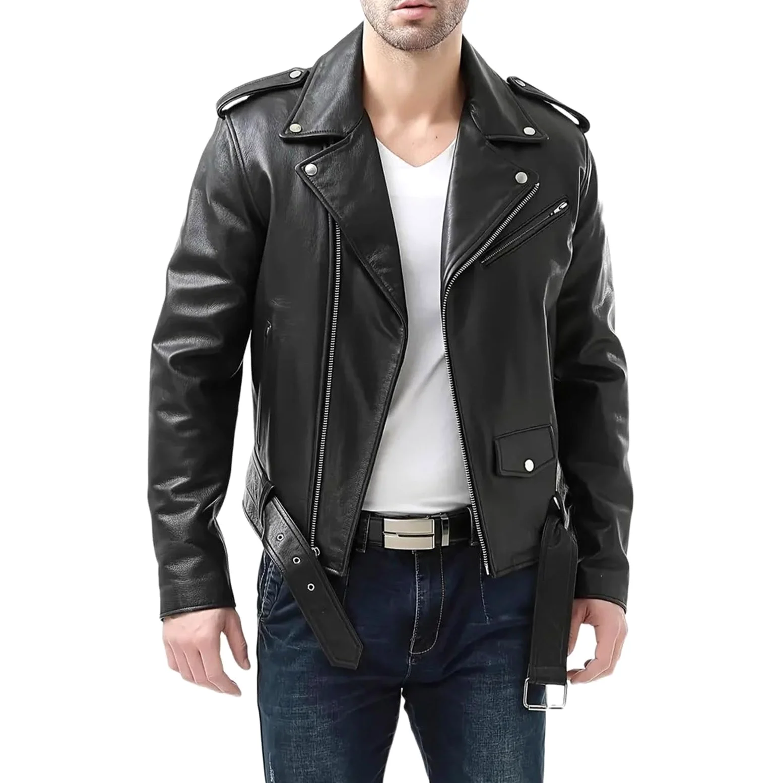 UHouse Blouson Moto Homme Saharienne Cuir Surchemise Legere Jacket de Travail Vestes Casaul Vêtements Vintage Bomber Leger Automne Hiver Pour Hommes