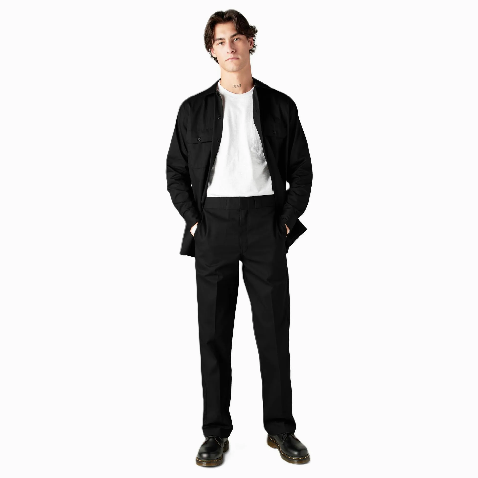 Dickies Chemise à Manches Longues pour Homme, Noir, XL Grande Taille Taille Tall