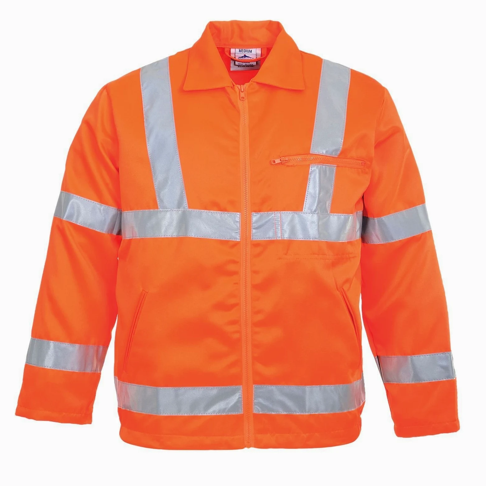 Portwest RT40 Veste Poly coton RIS Deux Poches Inférieures Haute Visibilité | Orange, 2XL, UPF 40+, EN ISO 20471 Classe 3, Bande Réfléchissante, Ceinture Élastique, Polycoton, Durable