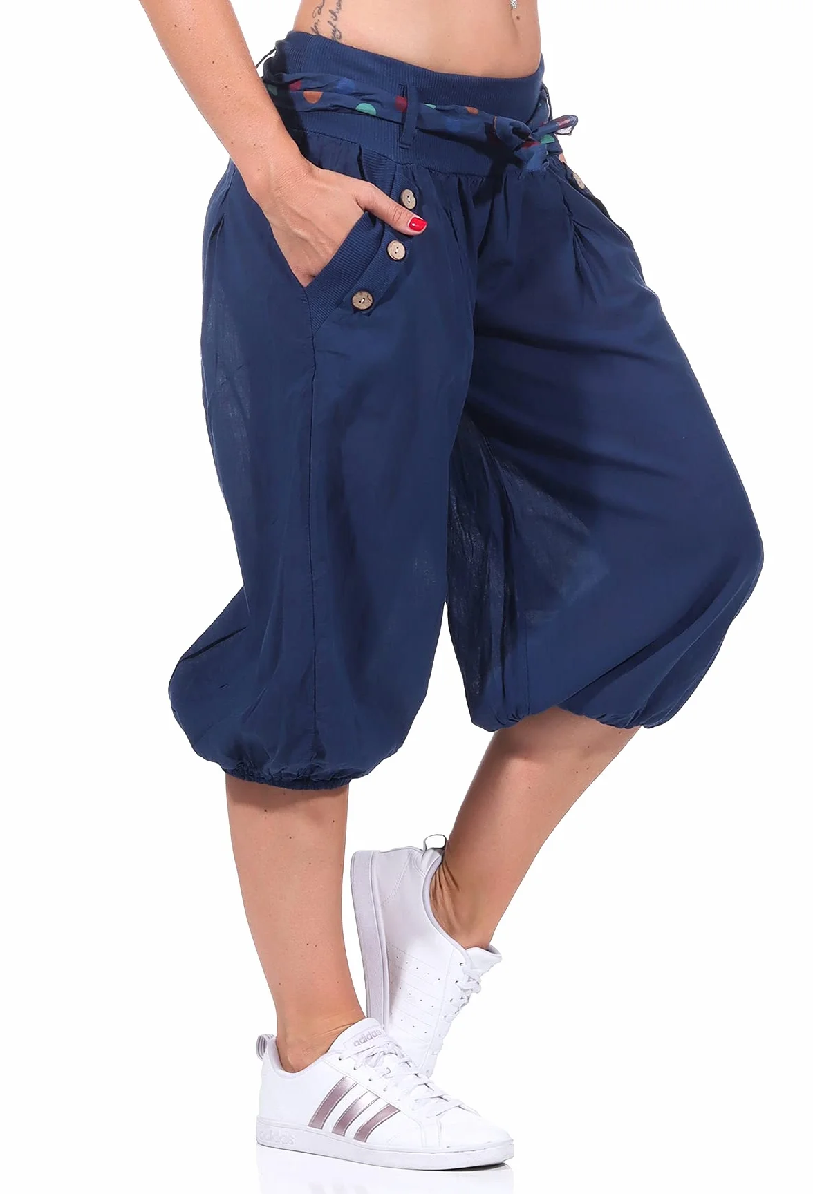 Malito Femme Pantalon Harem Court Ceinture Baggy Aladin Yoga 3416
