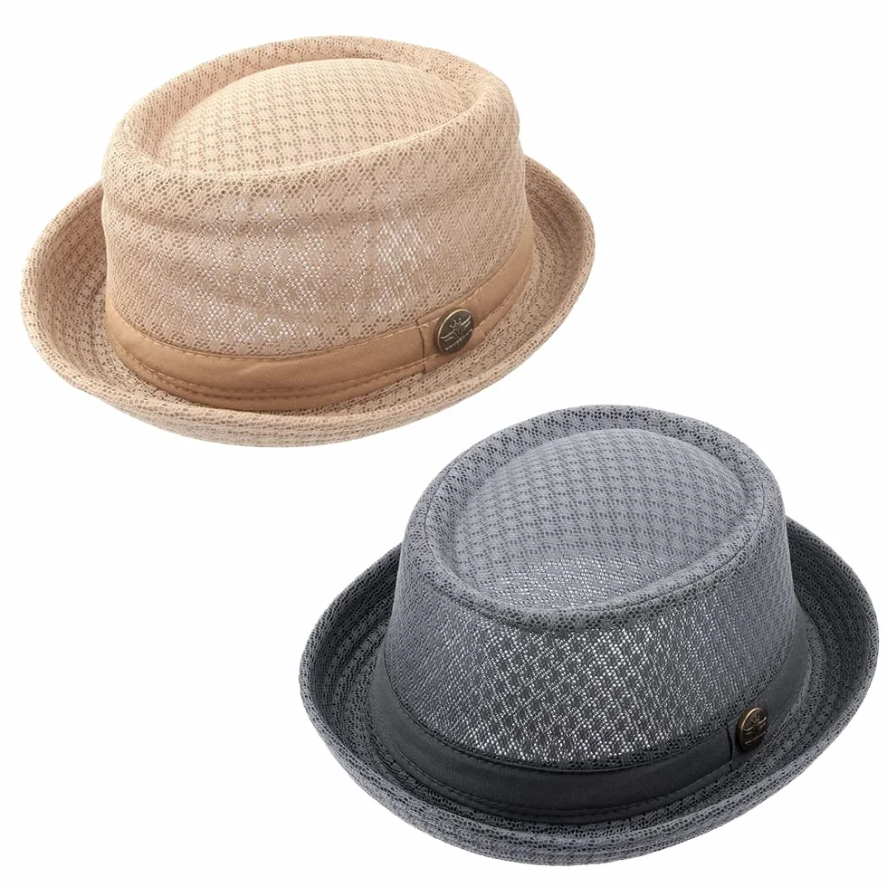Chapeau Plat en Maille pour Femme Fedora Dad Bowler Années 1920 Été