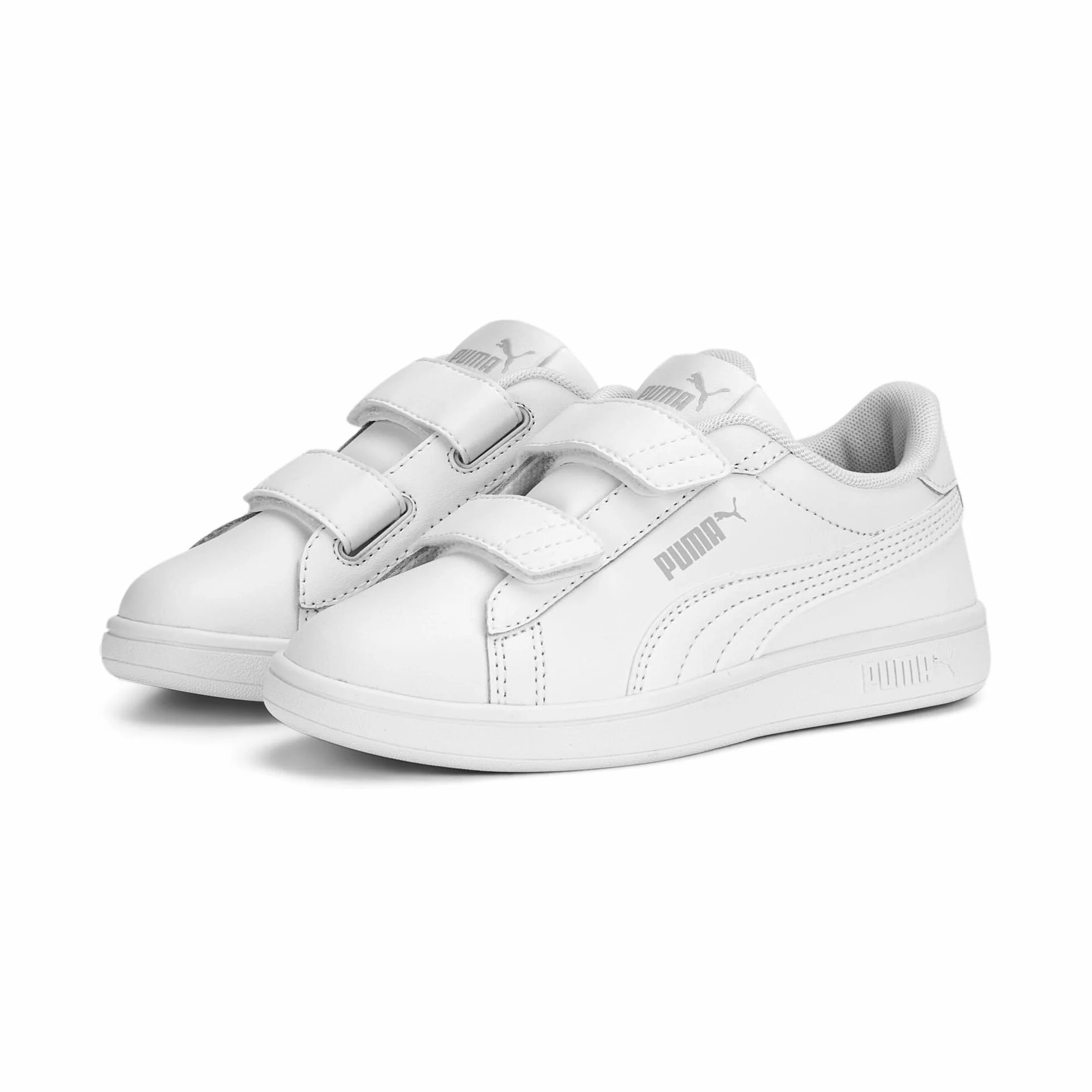 PUMA Unisex Kids Smash 3.0 L V Ps Baskets, Puma White Cool Light Gray, 31 EU