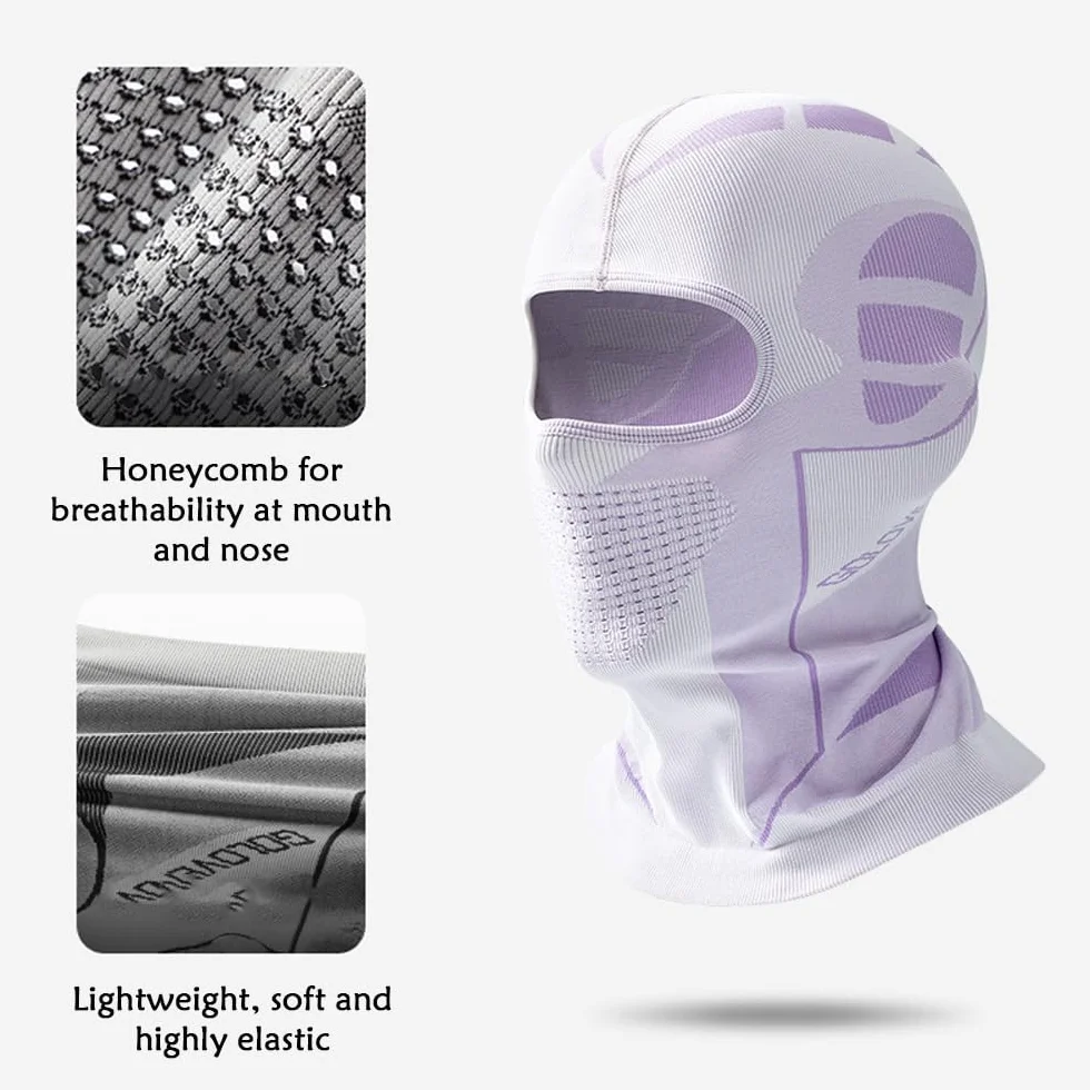 Cagoule Femme Moto, Masque de Tête Blanc, Hiver Masque Intégral Doublure de Casque Respirant et Évacuant l'Humidité High Stretch