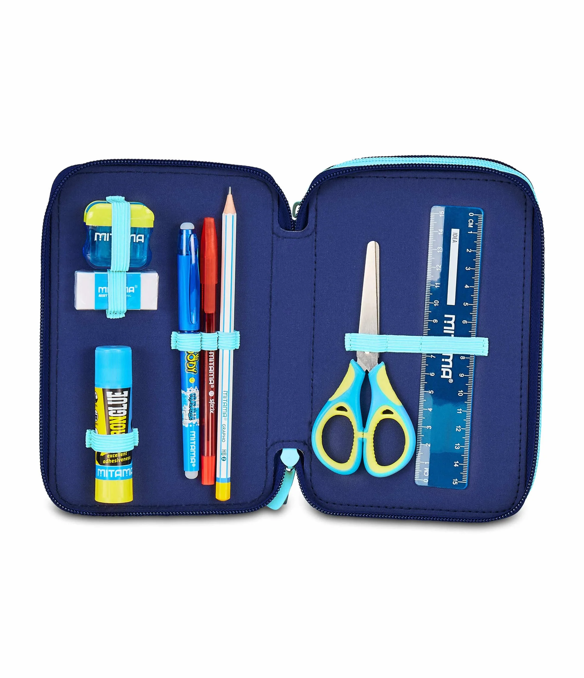 Seven Lilo & Stitch Trousse Scolaire 3 Zip, Bleu Ciel et Rose, Porte-Stylo Triple Compartiment Complet avec Stylets, Crayons, Couleurs, écoles primaires, Fille, Bleu Ciel et Rose, Moderne