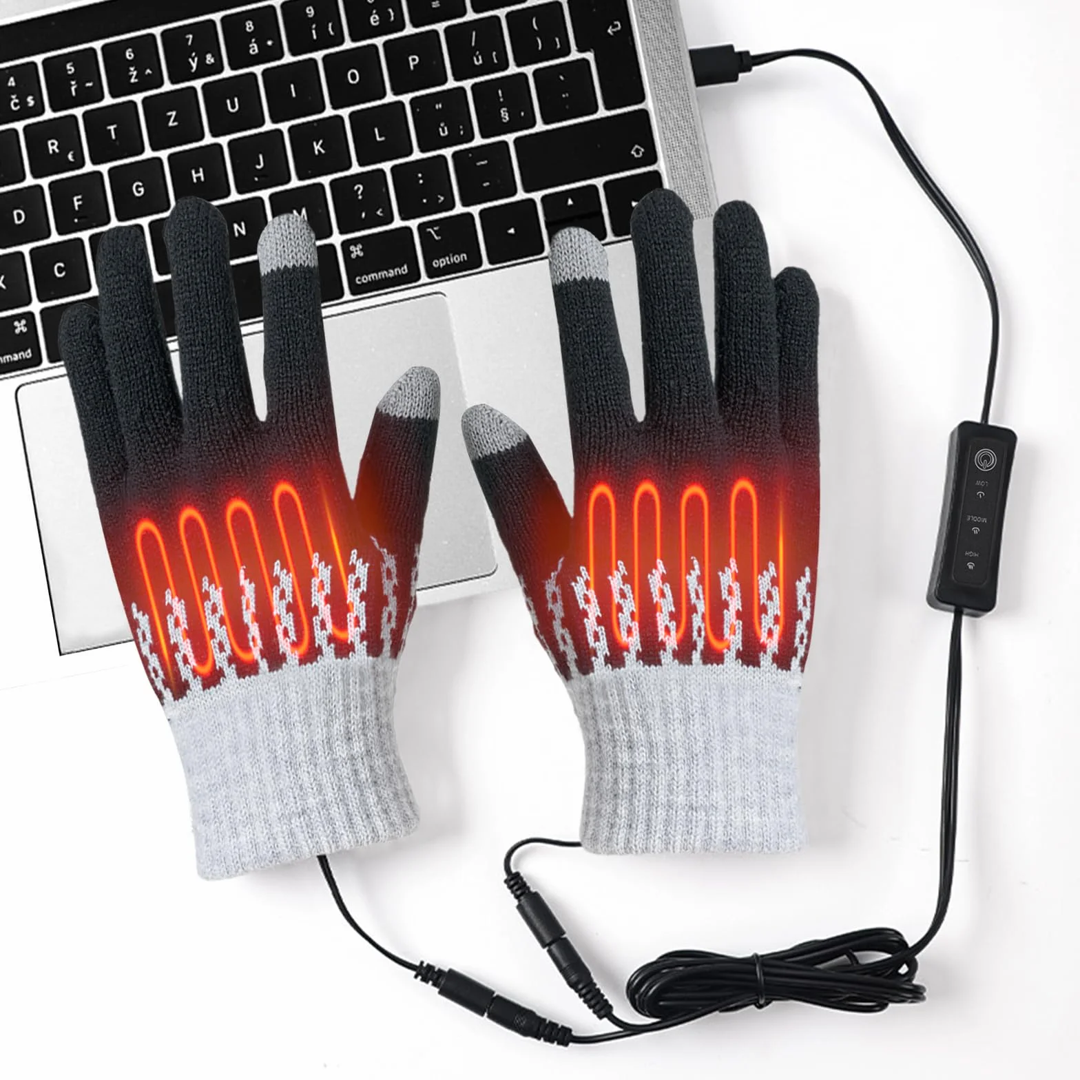 Gants chauffants USB homme femme gants chauffe-mains électriques pour intérieur extérieur température réglable gants chauffe-mains