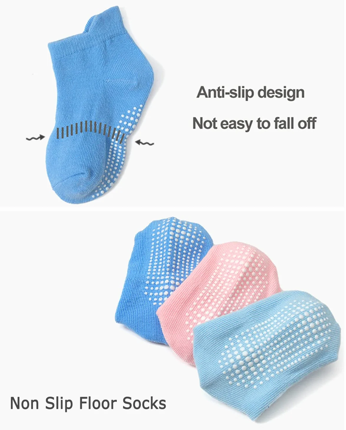 Chaussettes Bébé Enfant en Coton Anti-dérapant Lot de 6 Paires pour Garçons Filles