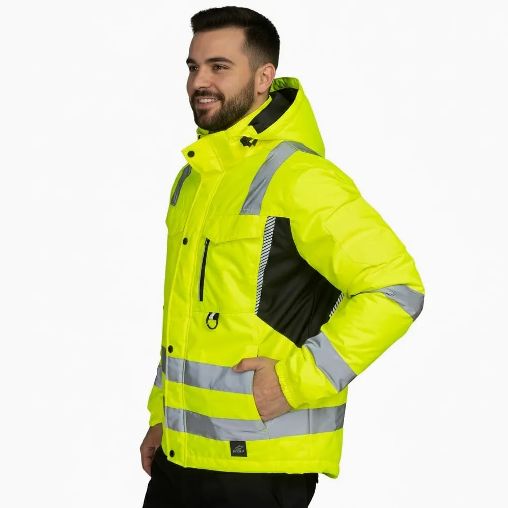 BWOLF Drift Ice – Veste de Travail d’Hiver pour Homme | Imperméable & Chaude | Bandes Réfléchissantes