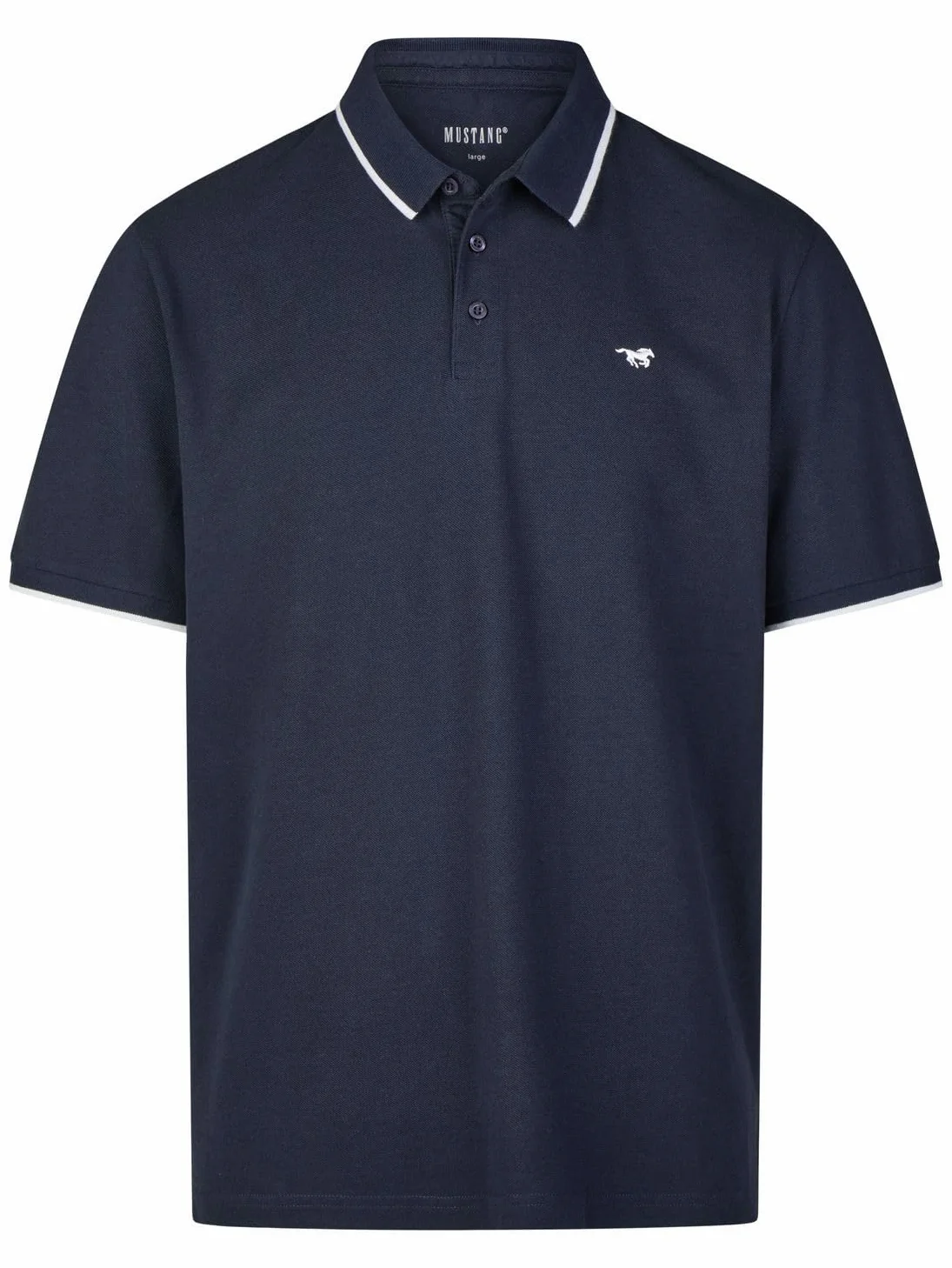 MUSTANG Pablo Lot de 3 polos à manches courtes pour homme - Coupe droite - En coton uni - Bleu, vert, noir, blanc - Tailles S, M, L, XL, XXL, 3XL, 4XL, 5XL, 6XL