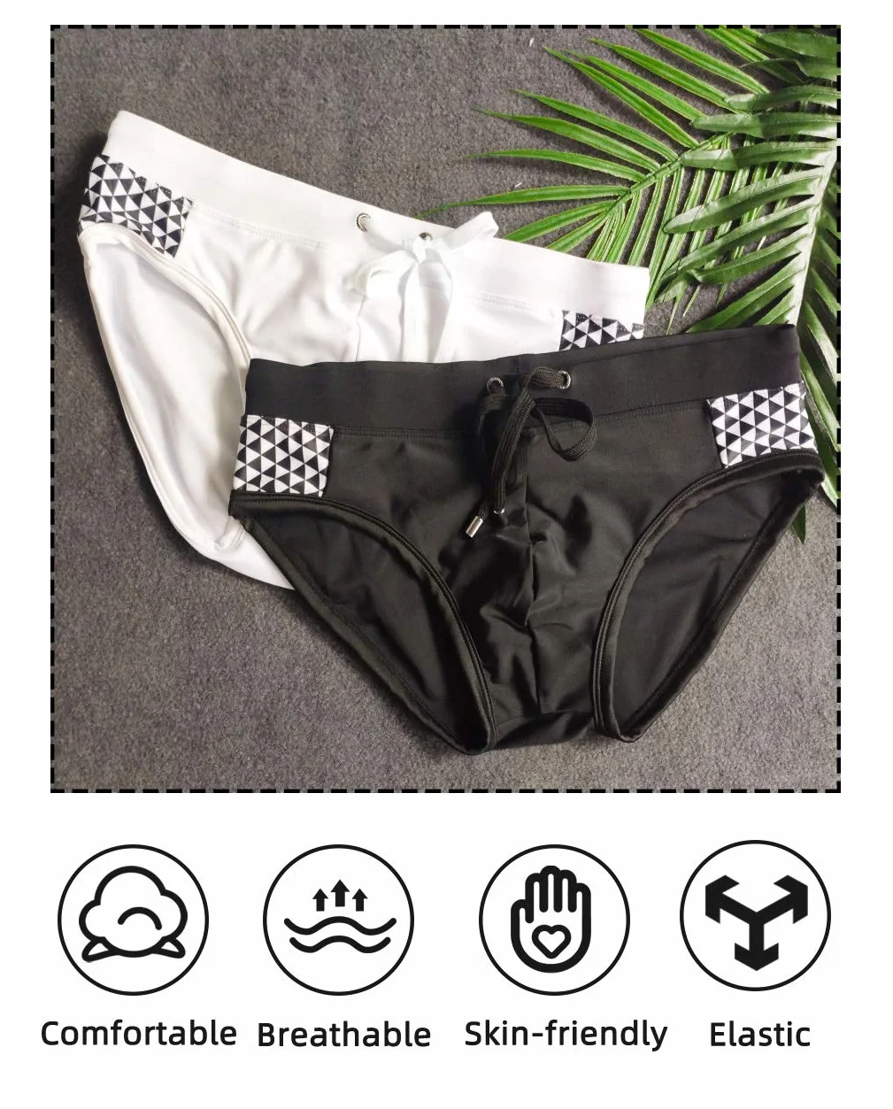 SEAUR Slip de Bain Homme Taille Basse Coussin Amovible Imprimé Piscine Plage M-2XL