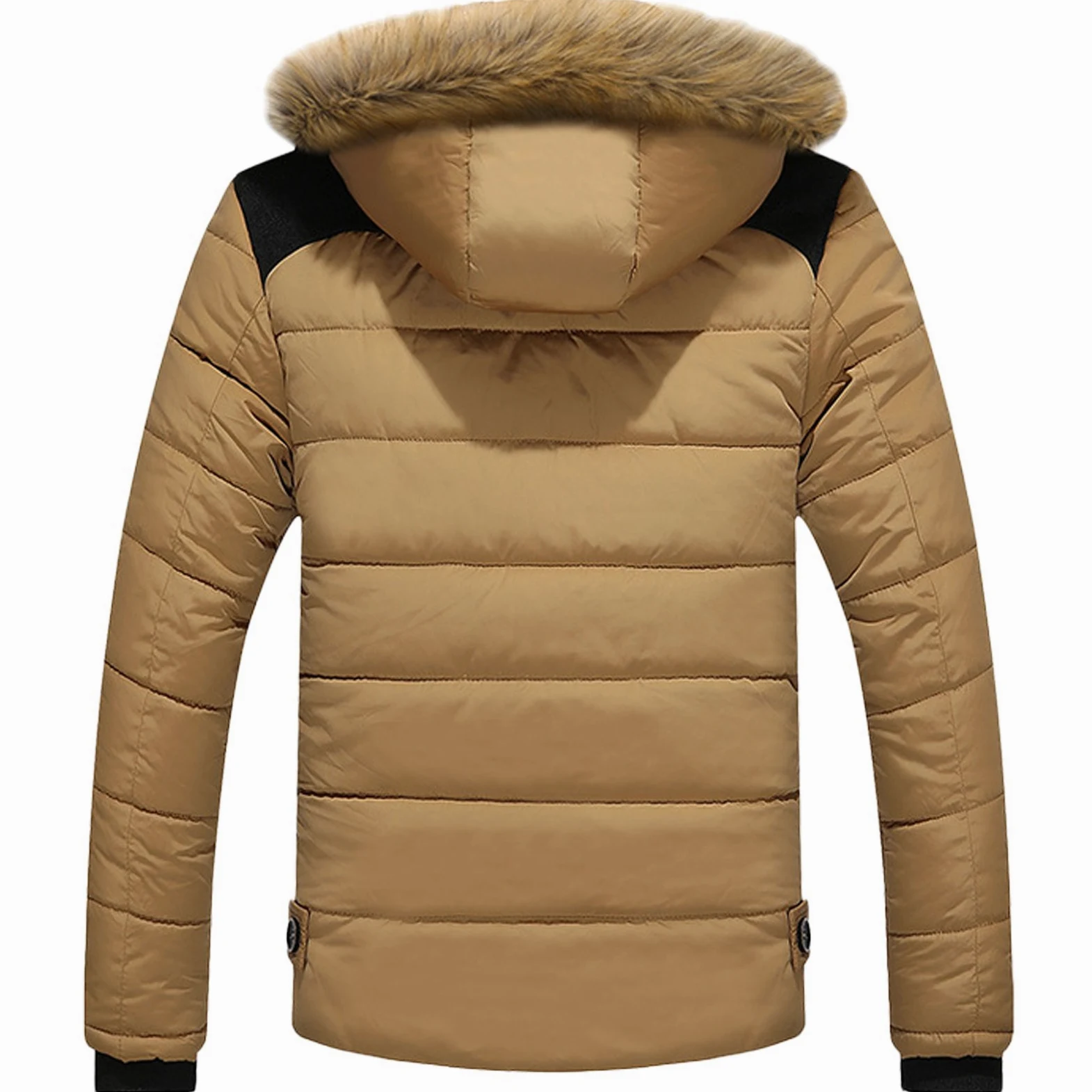 Homme Manteau à Capuche en Coton Mode Col à Fourrure Matelassé Hiver Epaisse Blouson Parka