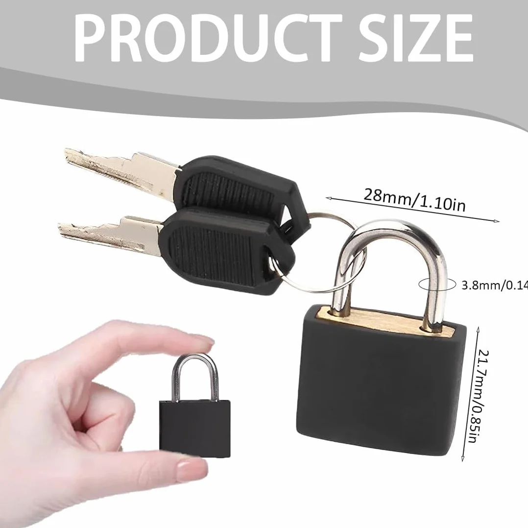 Cadenas Clé 3 Pièces Noir 28mm Pour Valise Et Bagages Serrures Compactes Voyage