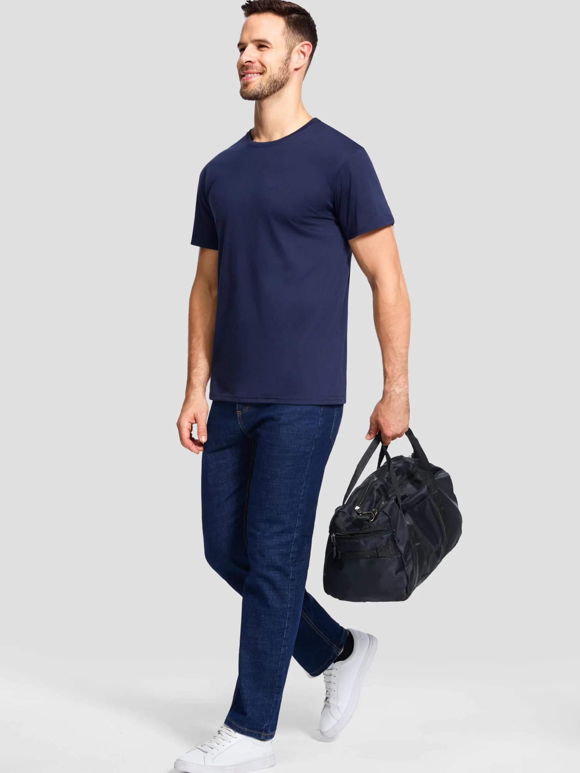 Lot de 5 t-shirts en coton à col rond pour homme - Respirant - Manches courtes - Uni - Tailles M-5XL