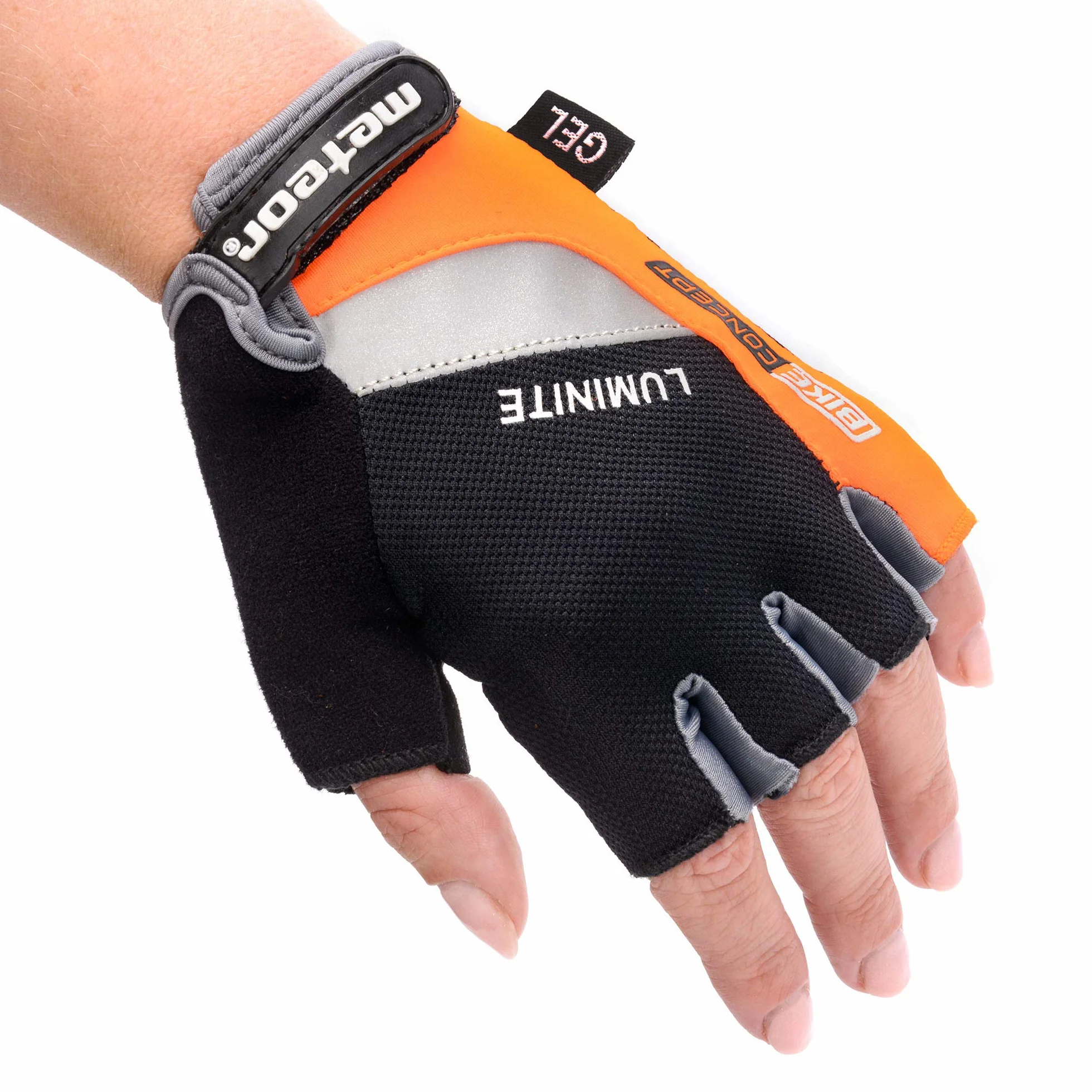 Meteor Enfants Gants de Vélo Garçons Filles Cyclisme VTT Demi-Doigts Antidérapant Mitaines de Sport Antichoc Respirants Courts Réglables Paire